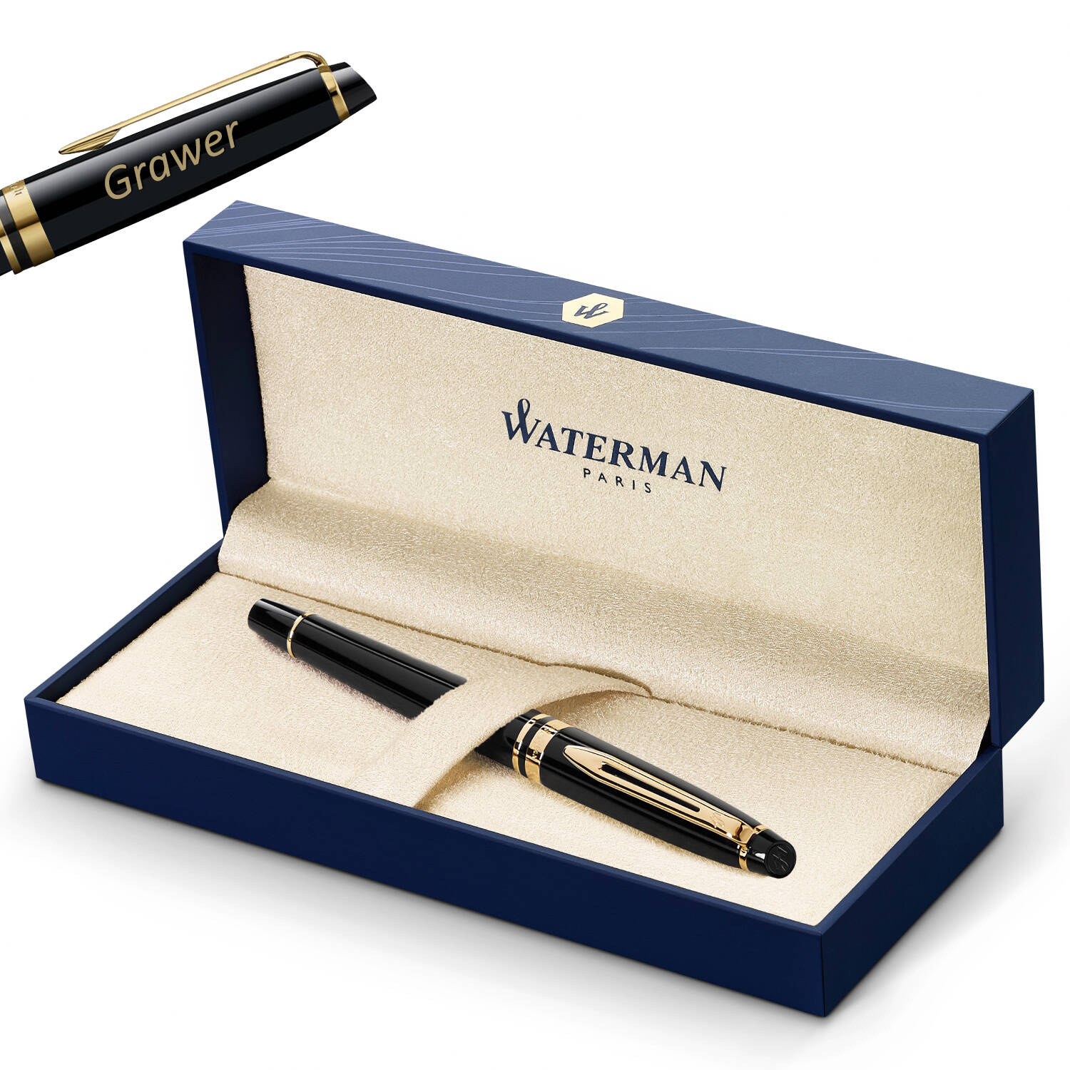 Waterman Expert Laka Black GT (M) plunksnakotis su graviravimu