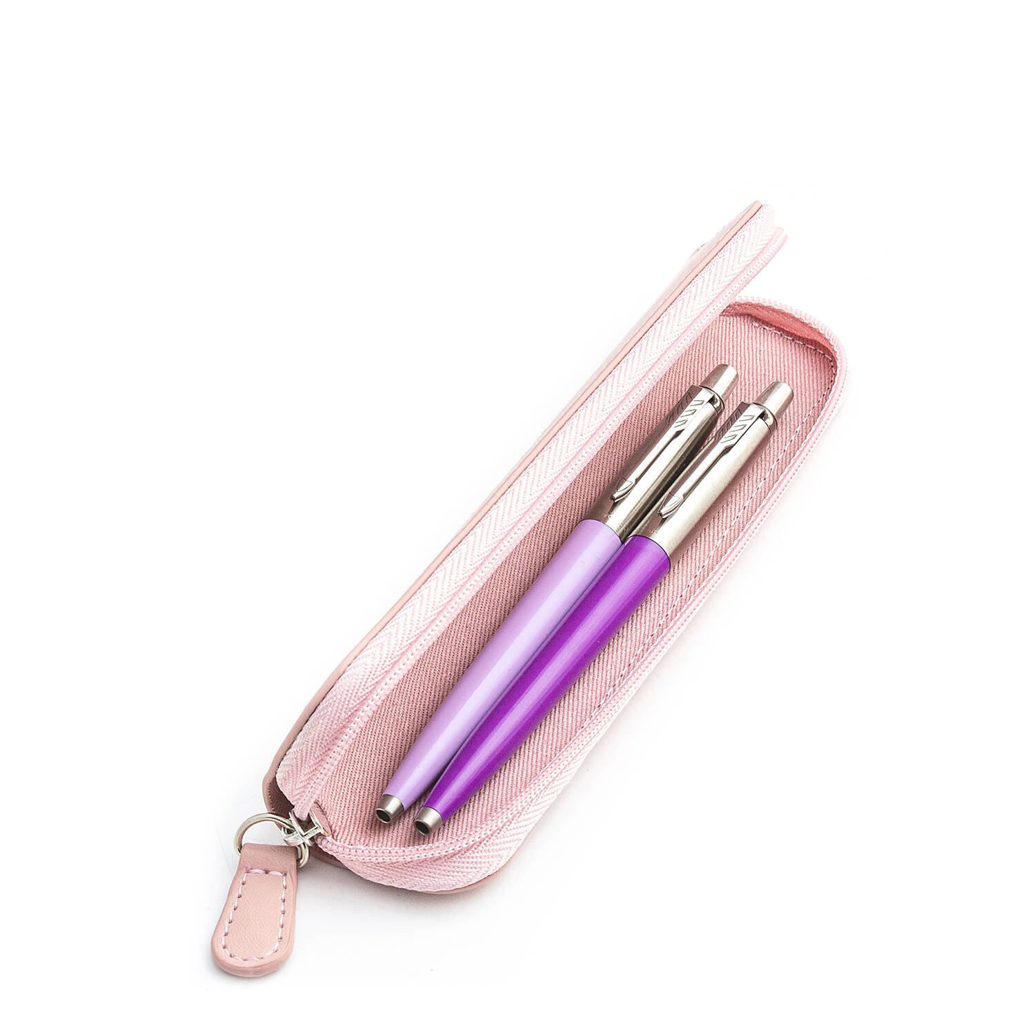 Parker Jotter Originals Lilac ir Purple Tušinukų dovanų rinkinys su rausvu dėklu