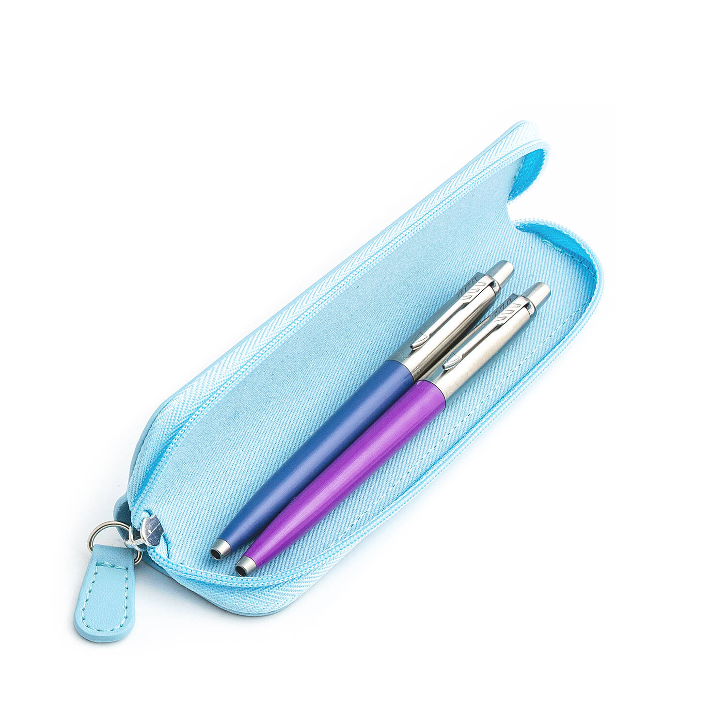 Parker Jotter Originals Blue ir Purple Tušinukų dovanų rinkinys su mėlynu dėklu