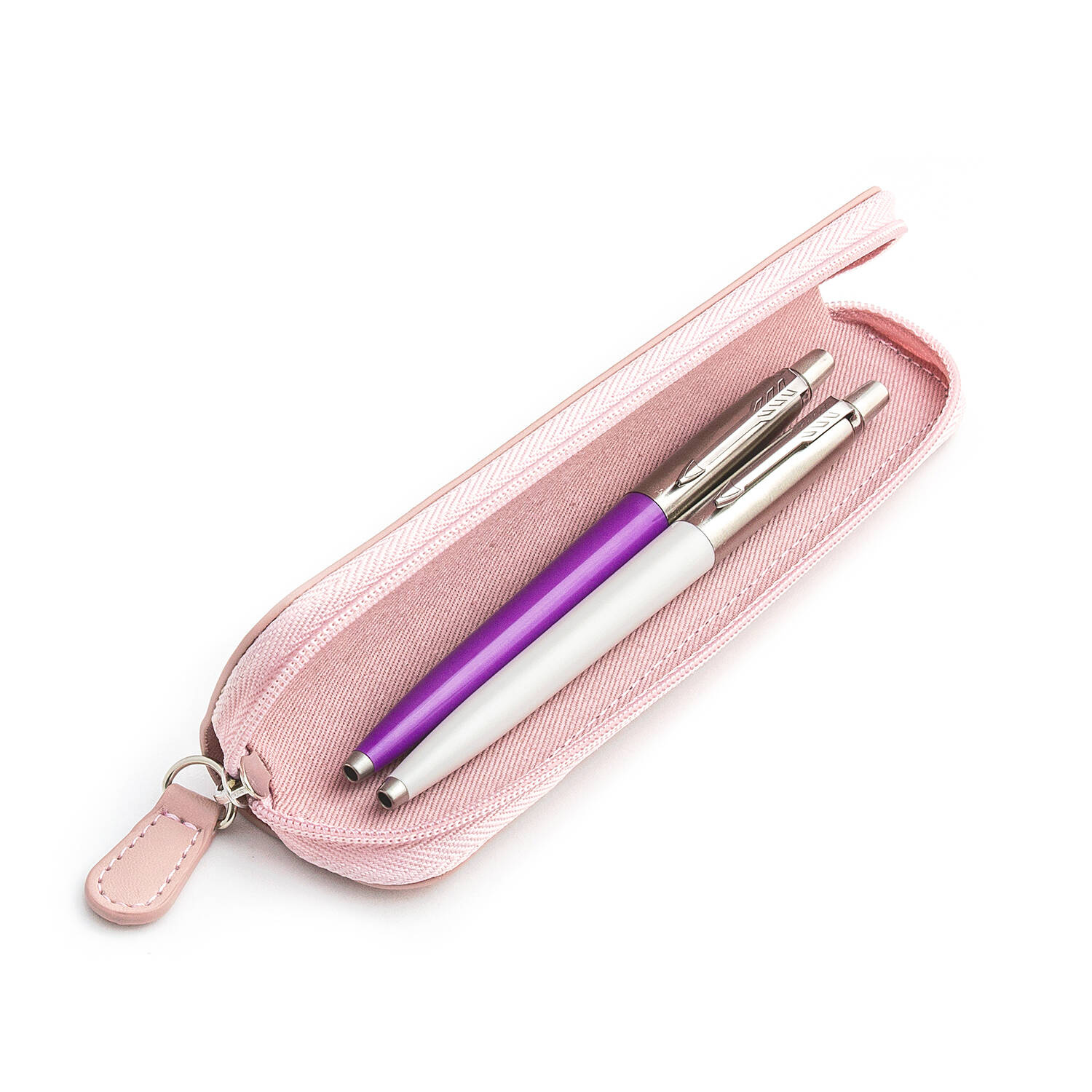 Parker Jotter Originals Purple ir Pearl Grey Tušinukų dovanų rinkinys su rožiniu dėklu