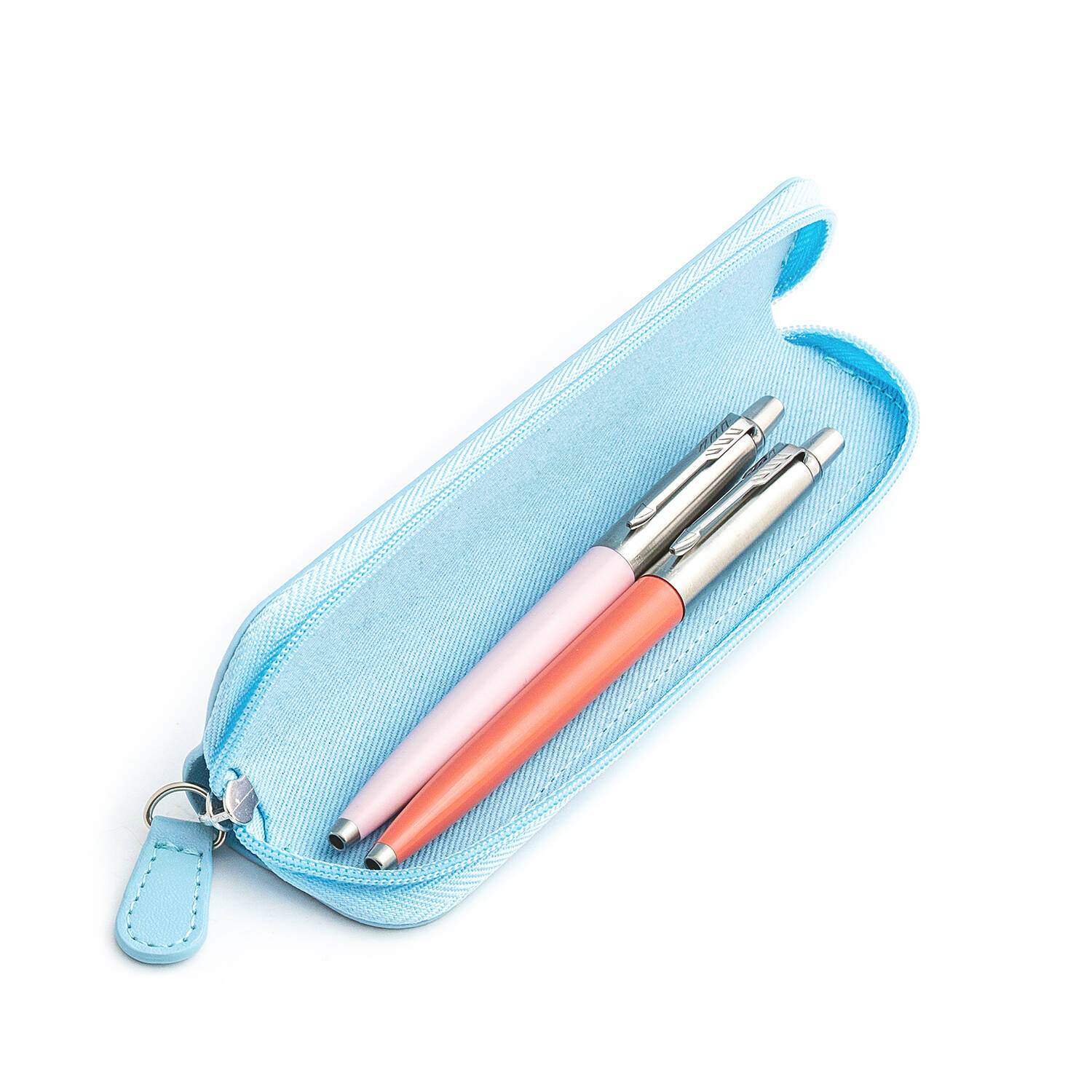 Parker Jotter Originals Pink ir Coral Tušinukų dovanų rinkinys su mėlynu dėklu