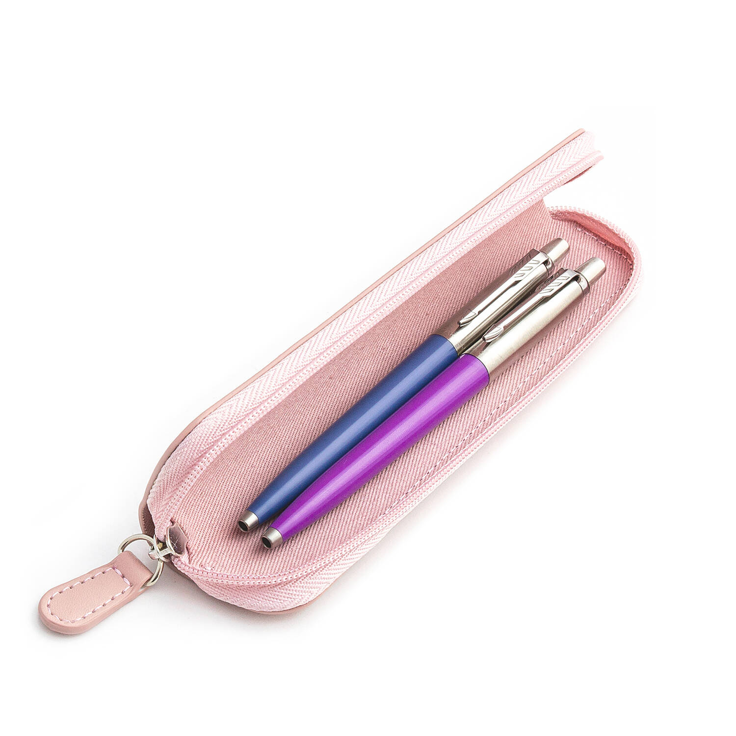 Parker Jotter Originals Blue ir Purple Tušinukų dovanų rinkinys su rožiniu dėklu