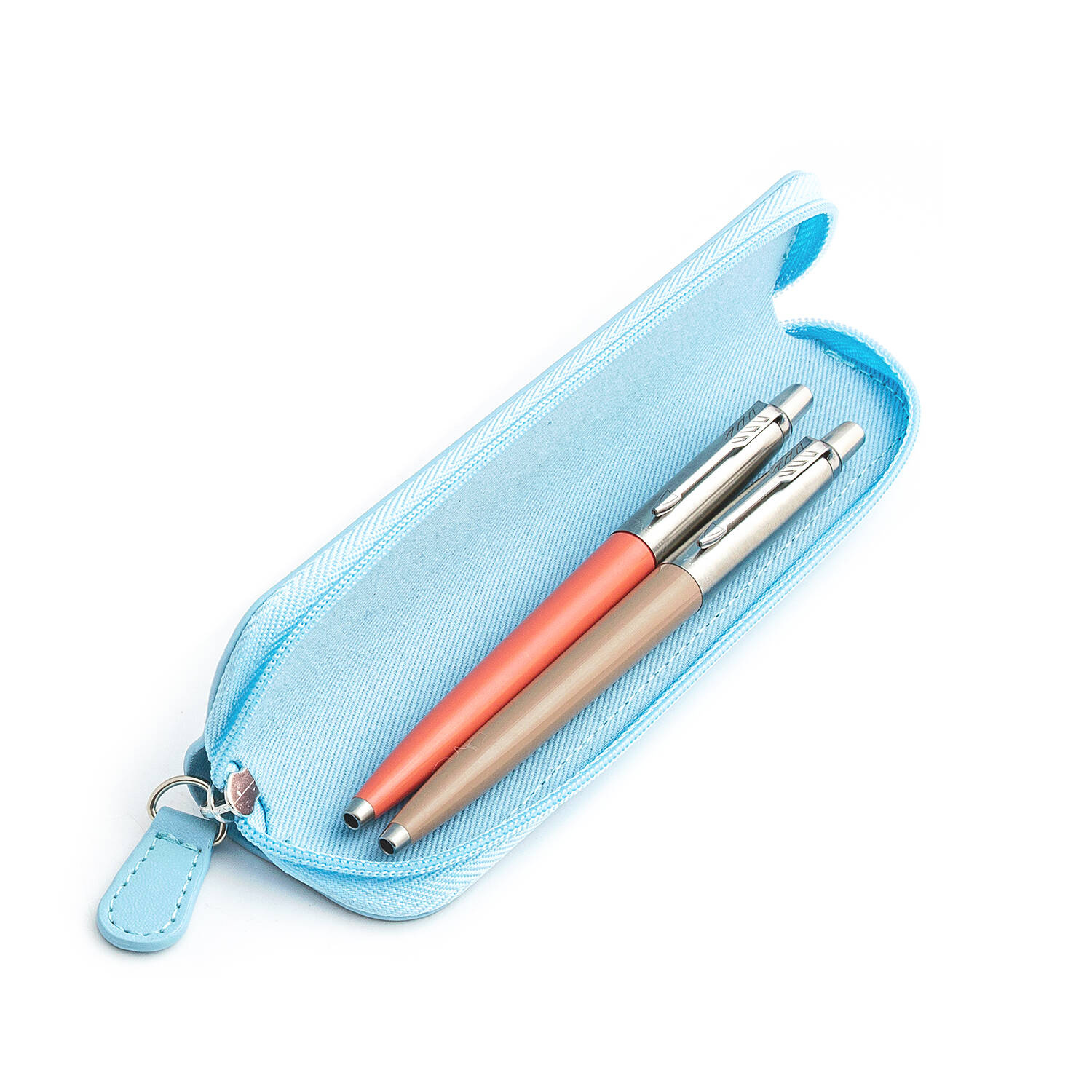 Parker Jotter Originals Coral and Beige Tušinukų dovanų rinkinys su mėlynu dėklu
