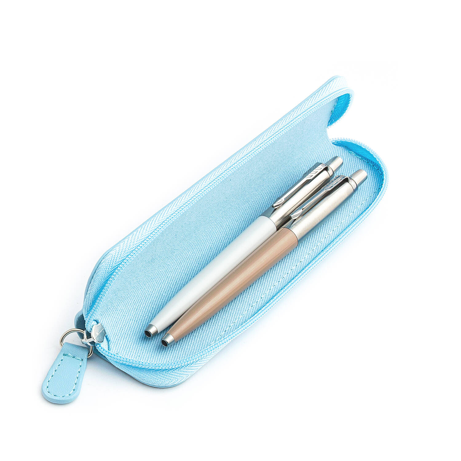 Parker Jotter Originals Pearl ir Beige Tušinukų dovanų rinkinys su mėlynu dėklu