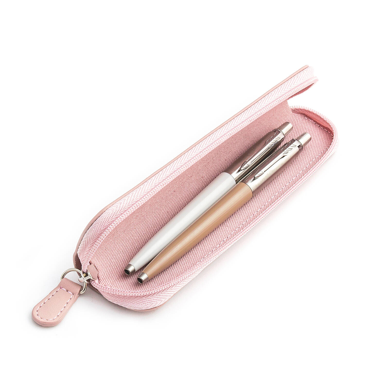 Parker Jotter Originals Pearl ir Beige Tušinukų dovanų rinkinys su rožiniu dėklu