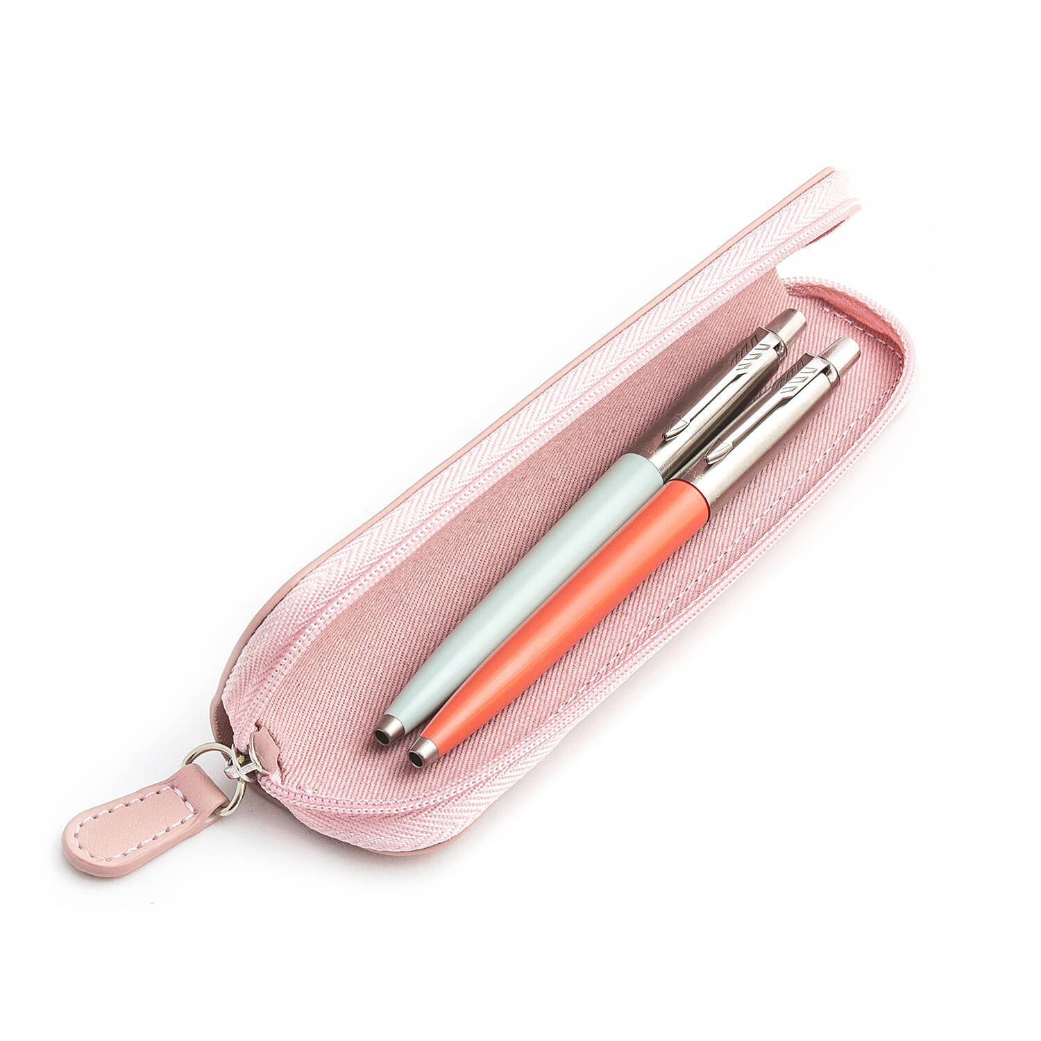 Parker Jotter Originals Pastel Blue ir Coral Tušinukų dovanų rinkinys su rožiniu dėklu