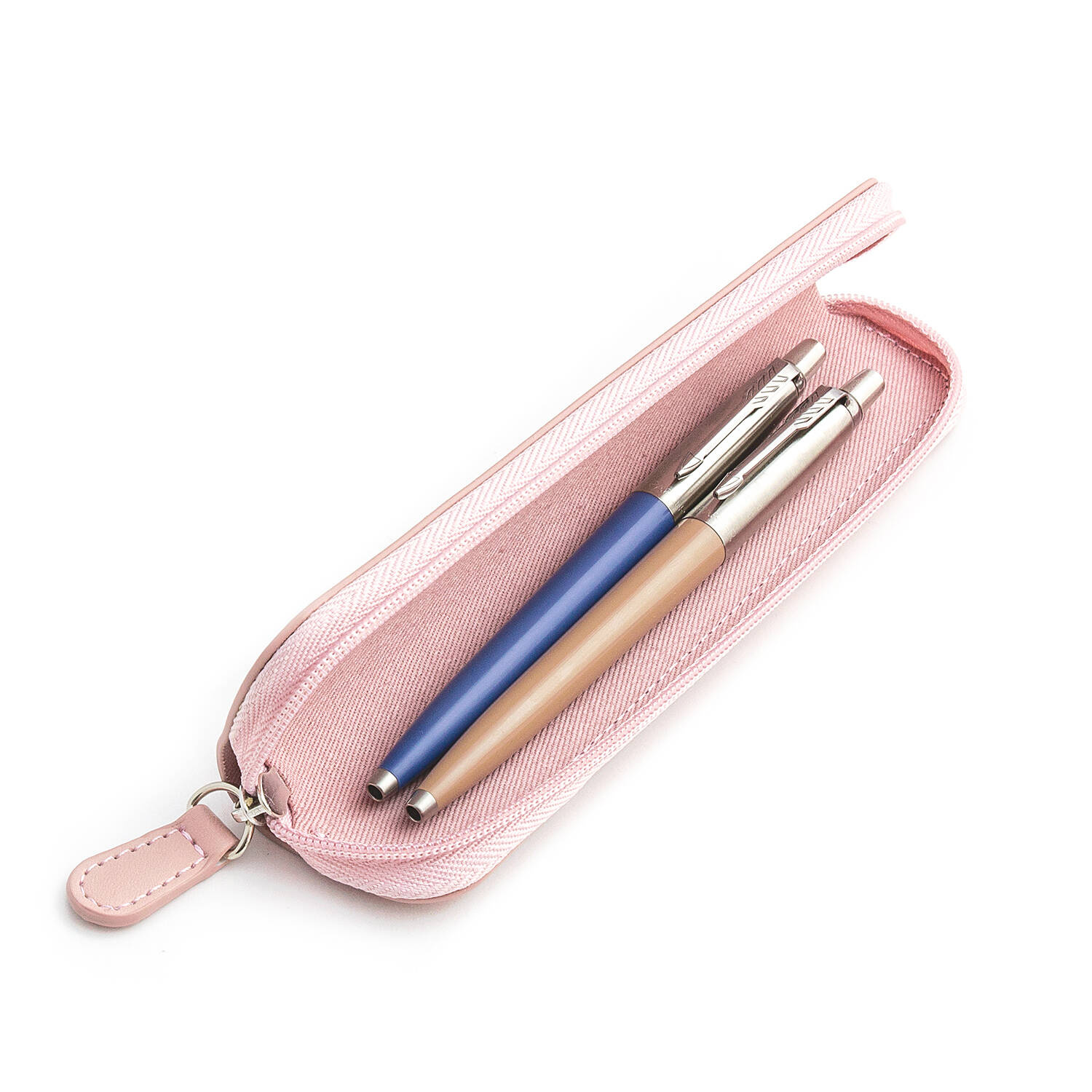 Parker Jotter Originals Blue ir Beige Tušinukų dovanų rinkinys su rožiniu dėklu