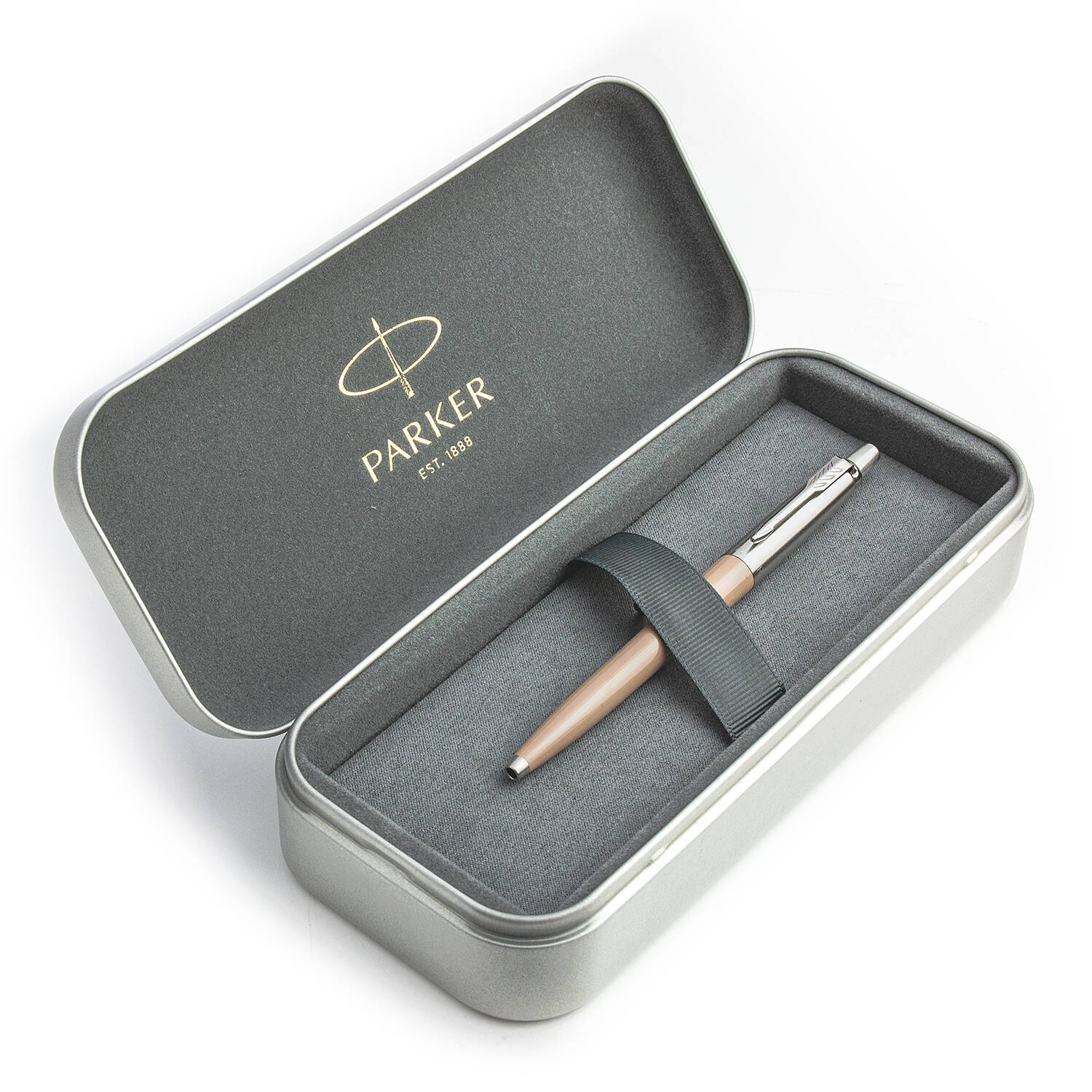 Parker Jotter Originals Beige Tušinuko dovanų rinkinys metalinėje dėžutėje