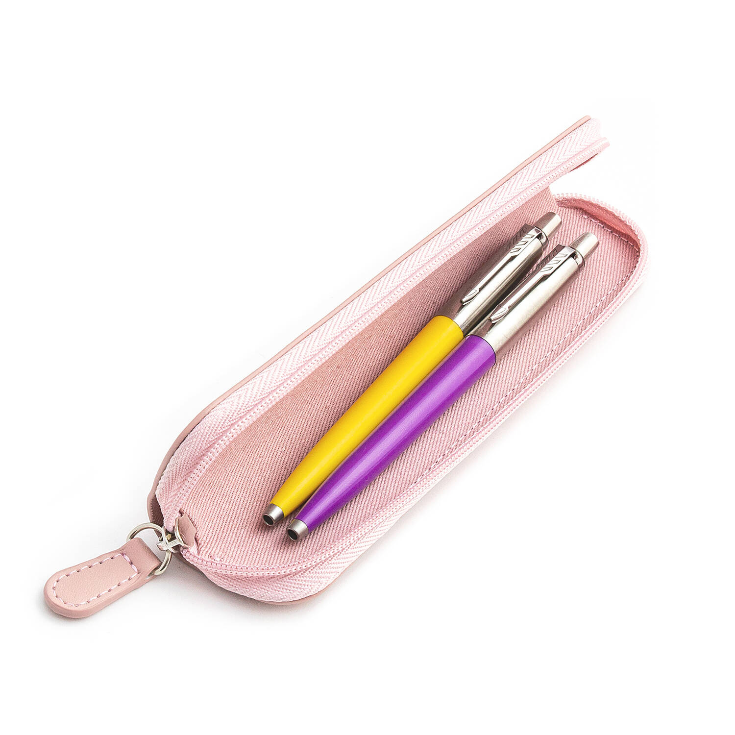 Parker Jotter Originals Sunshine Yellow ir Purple Tušinukų dovanų rinkinys su rožiniu dėklu