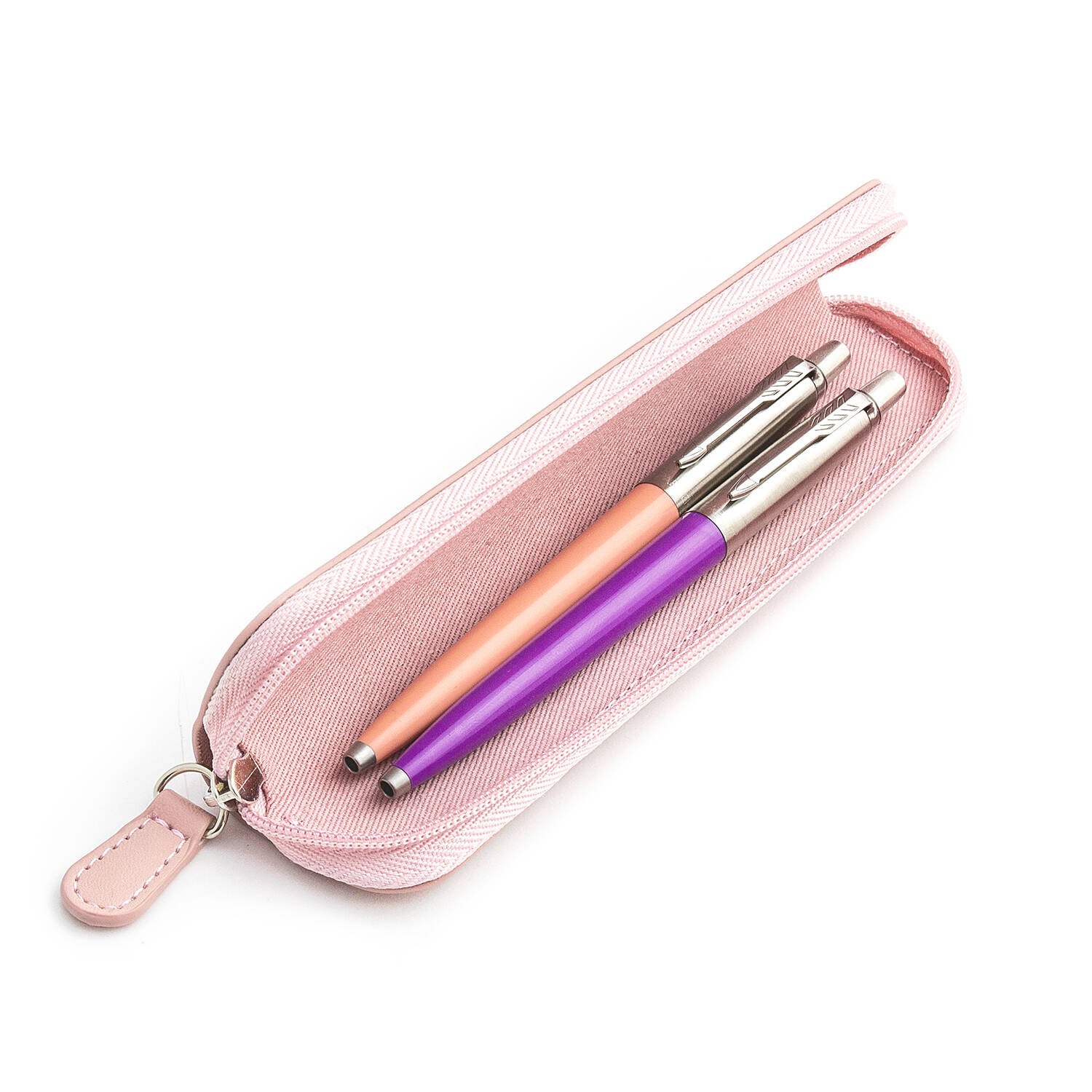 Parker Jotter Originals Powder Pink ir Purple Tušinukų dovanų rinkinys su rausvu dėklu