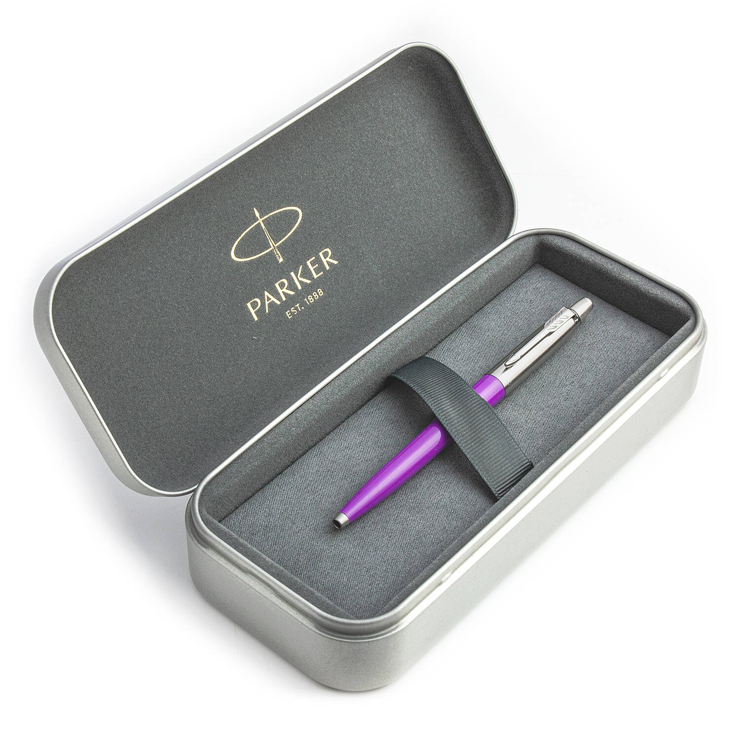 Parker Jotter Originals Purple dovanų rinkinys – Tušinukas metalinėje dovanų dėžutėje