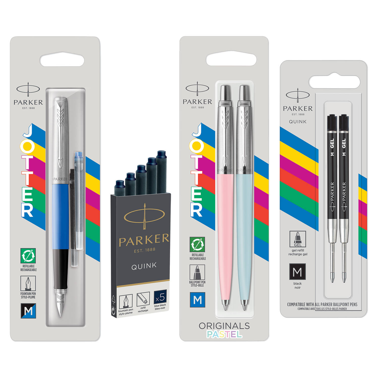 Parker Rinkinys: Plunksnakotis + Kapsulės + Rašikliai + Tušinuko Papildymai 2096858+1950385+2121831+2136231