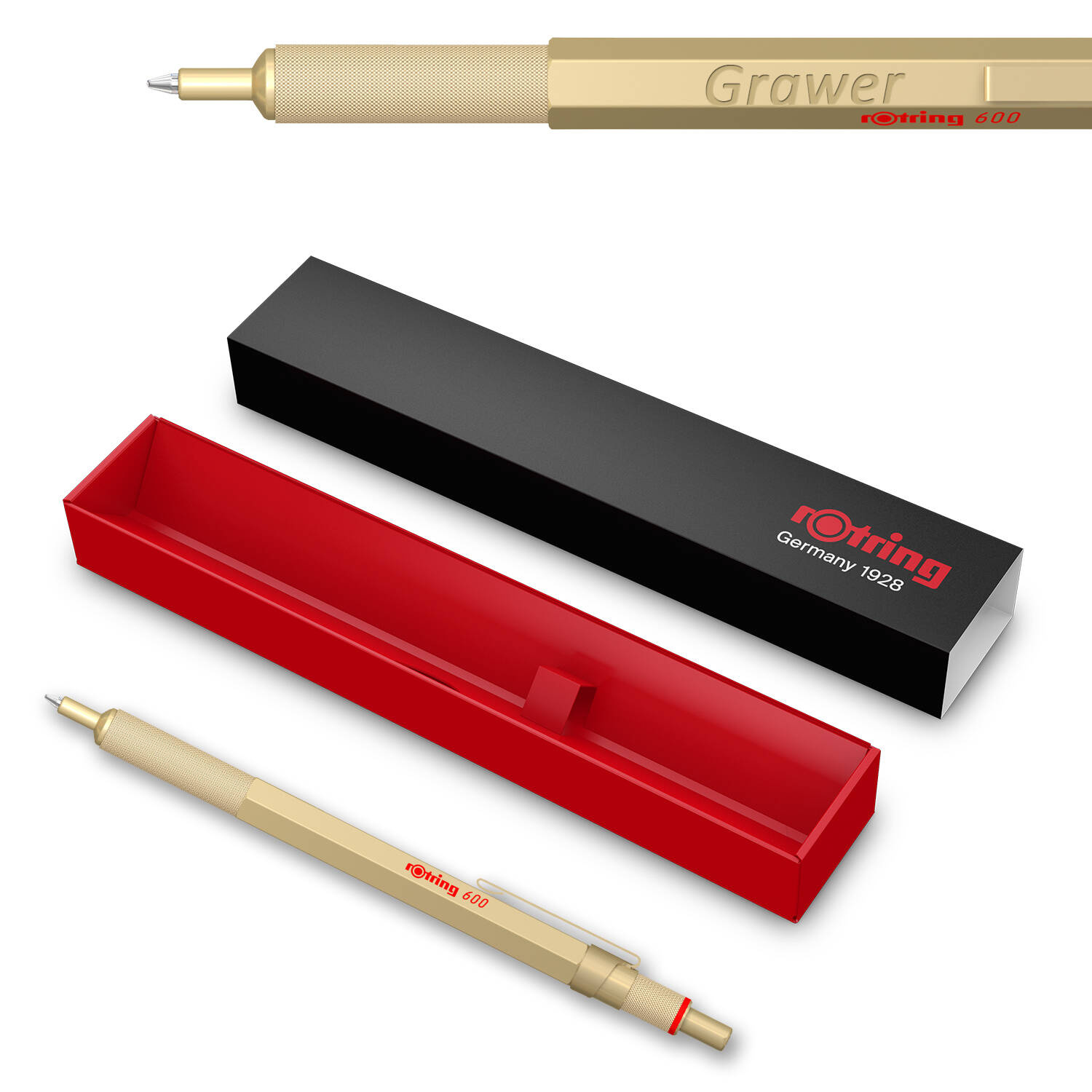 Rotring RO 600 Professional Gold Metalinis Tušinukas su graviravimu