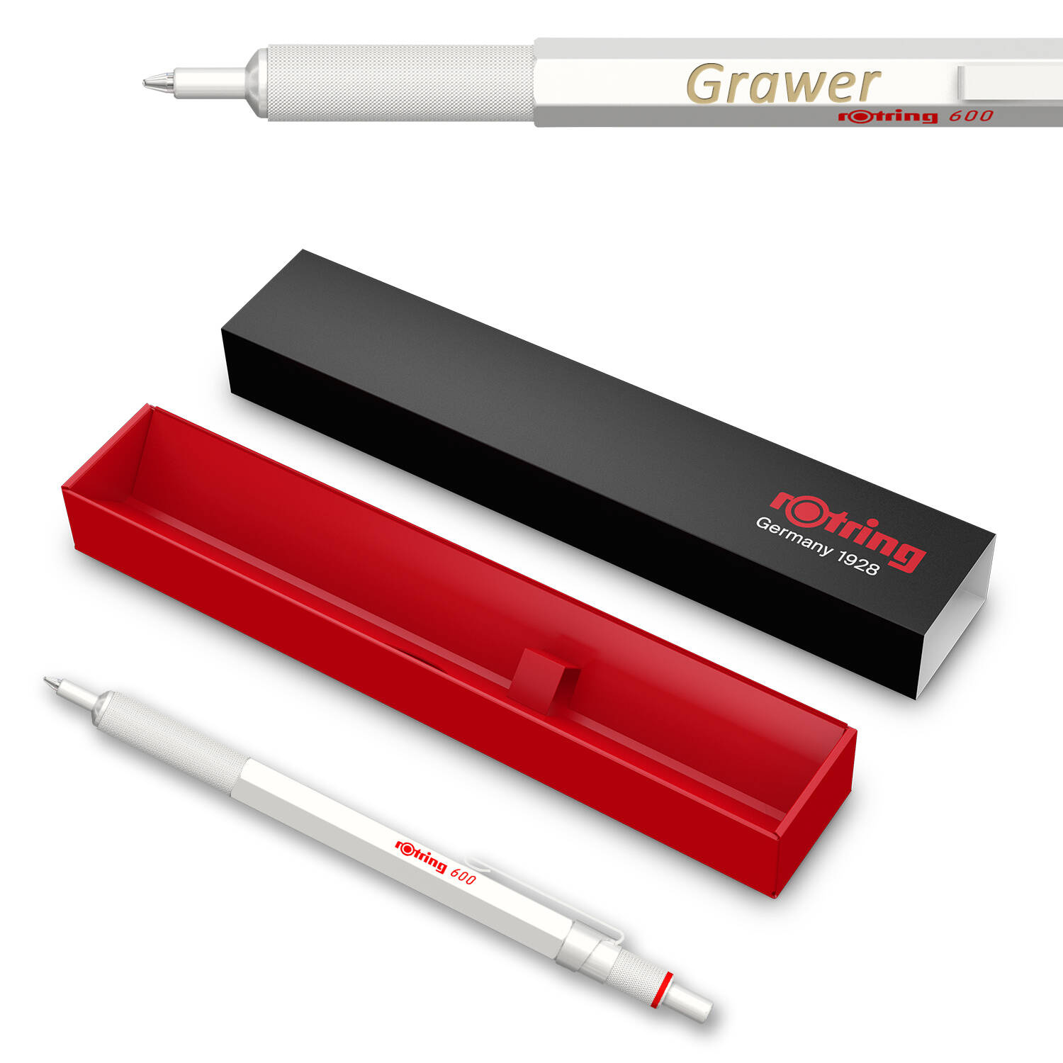 Rotring RO 600 Professional White Pearl Metalinis Tušinukas su graviravimu