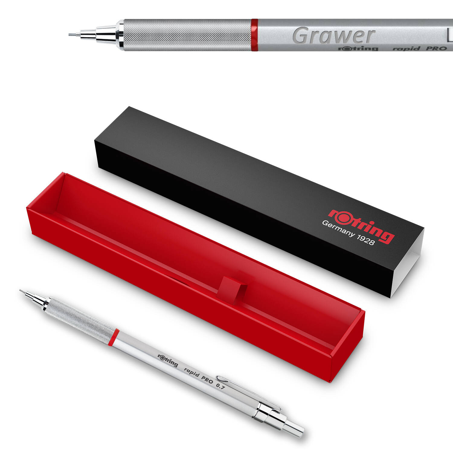 Rotring Rapid Pro Precision 0,7 Silver Pieštukas su graviravimu