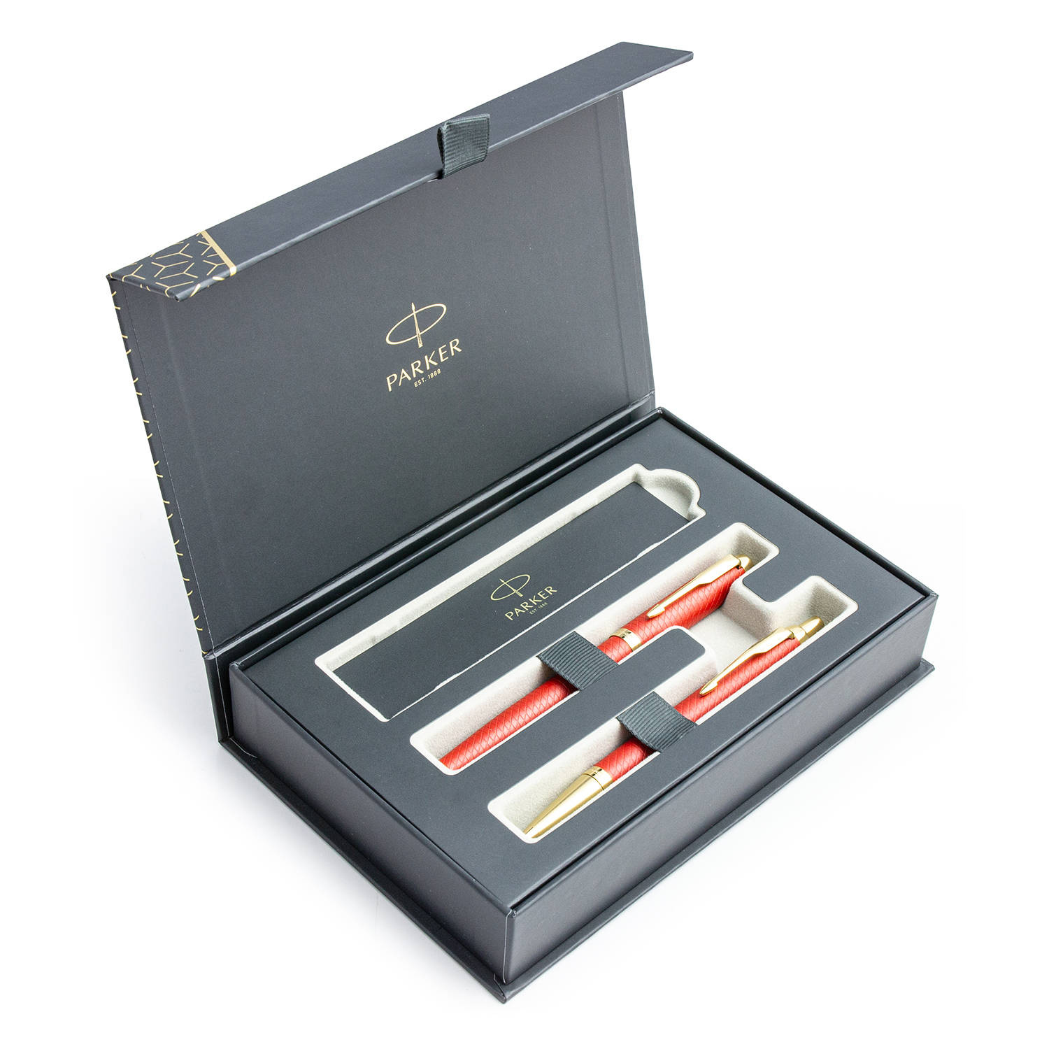 Parker IM Premium Red GT Plunksnakočio + Tušinuko rinkinys 2143650 + 2143644 dovanų dėžutėje