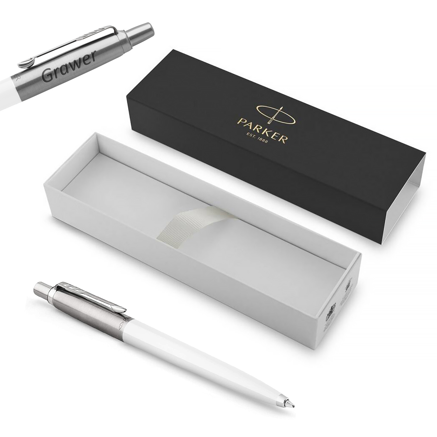Parker Jotter Originals White Tušinukas su graviravimu