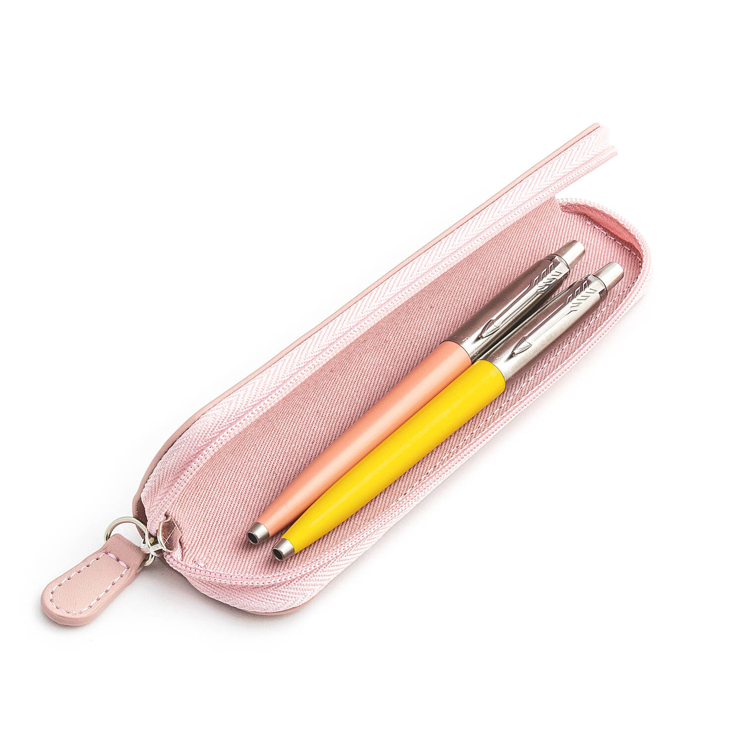 Parker Jotter Originals Powder Pink ir Yellow Tušinukų dovanų rinkinys su rožiniu dėklu