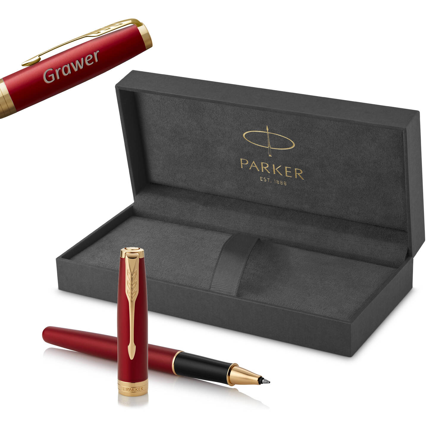 Parker Sonnet Red Lacquer GT Rašiklis su graviravimu