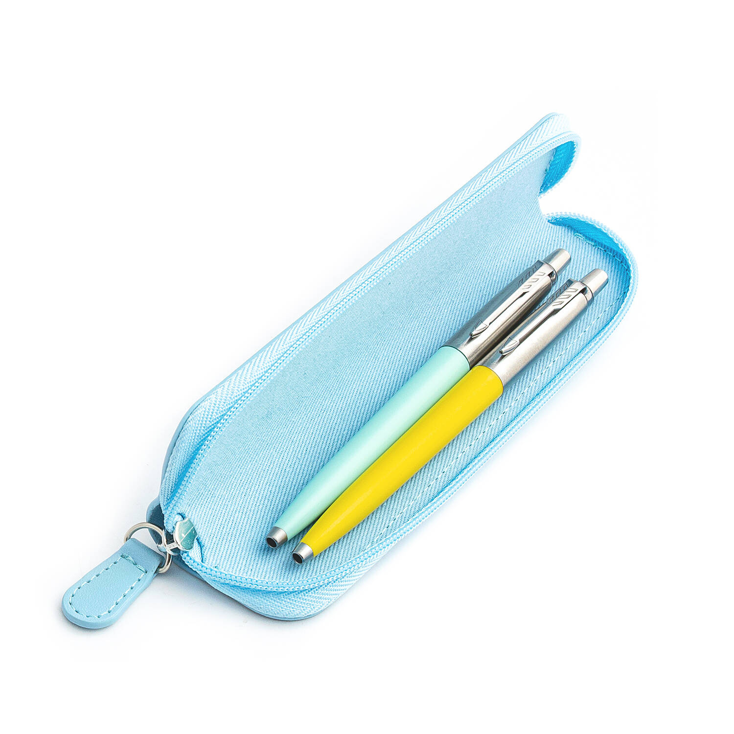 Parker Jotter Originals Mint ir Yellow Tušinukų dovanų rinkinys su mėlynu dėklu