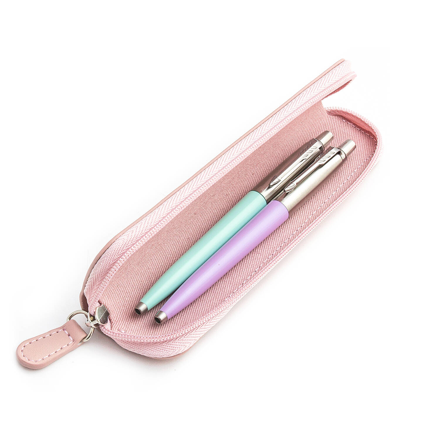 Parker Jotter Originals Mint ir Lilac Tušinukų dovanų rinkinys su rožiniu dėklu