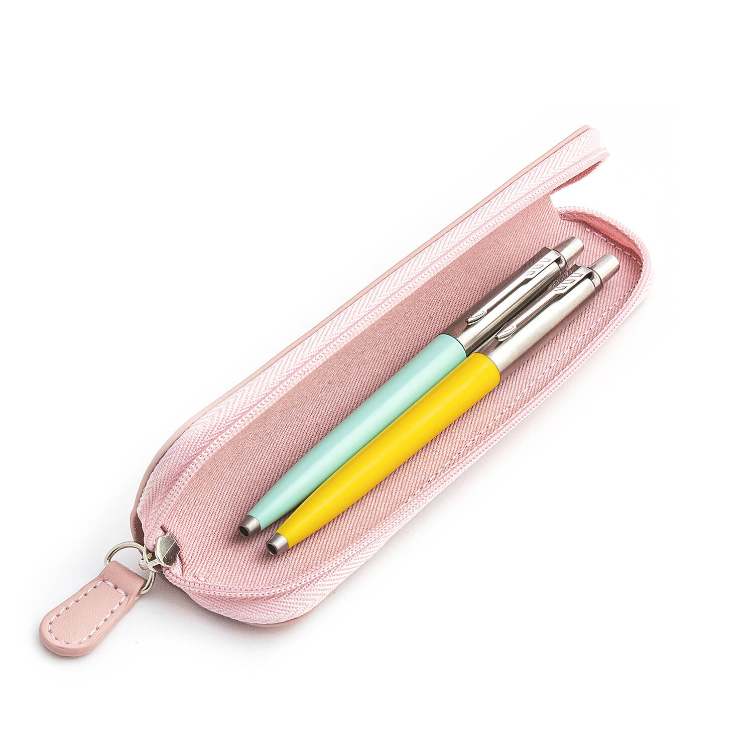 Parker Jotter Originals Mint ir Yellow Tušinukų dovanų rinkinys su rožiniu dėklu