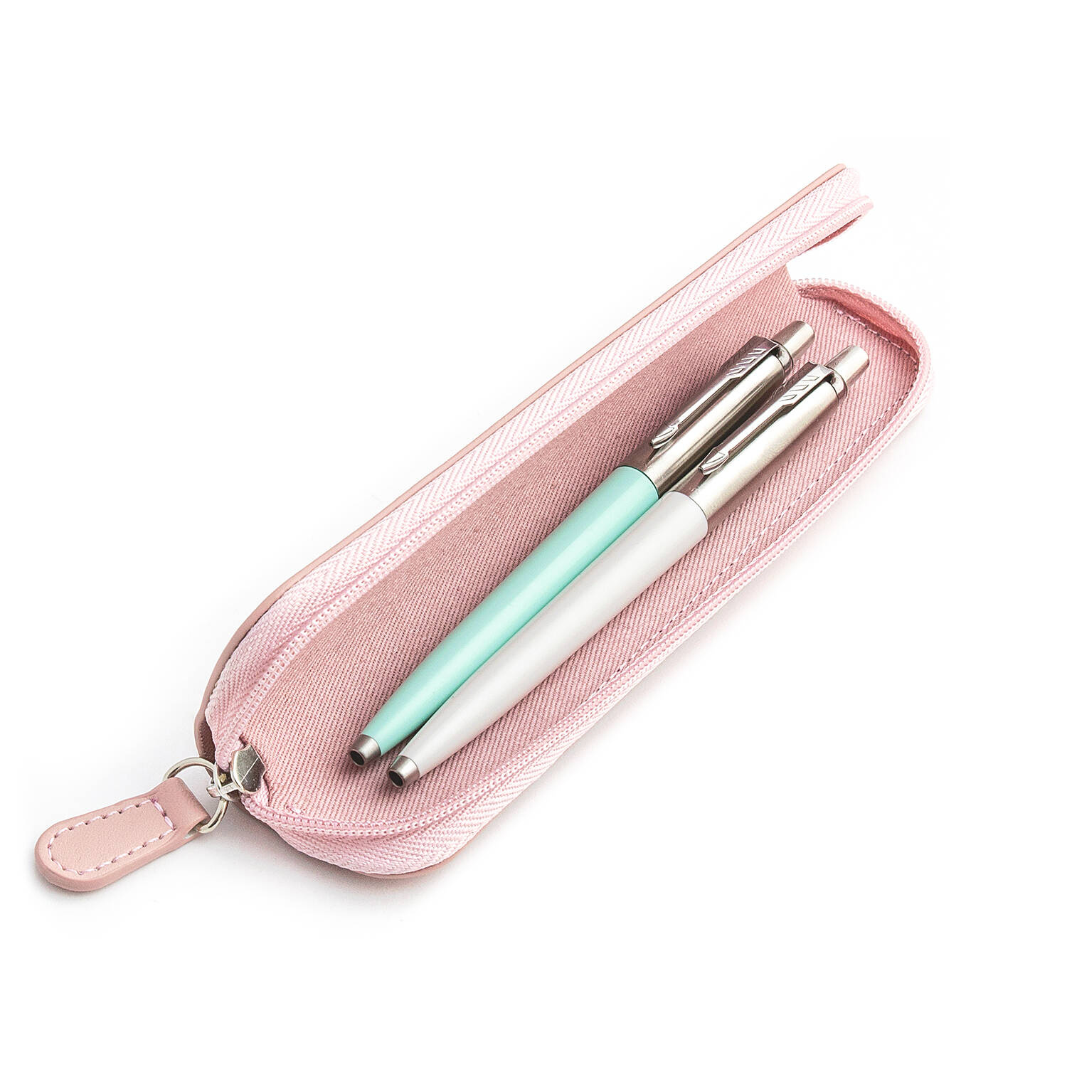 Parker Jotter Originals Mint ir Pearl Tušinukų dovanų rinkinys su rožiniu dėklu