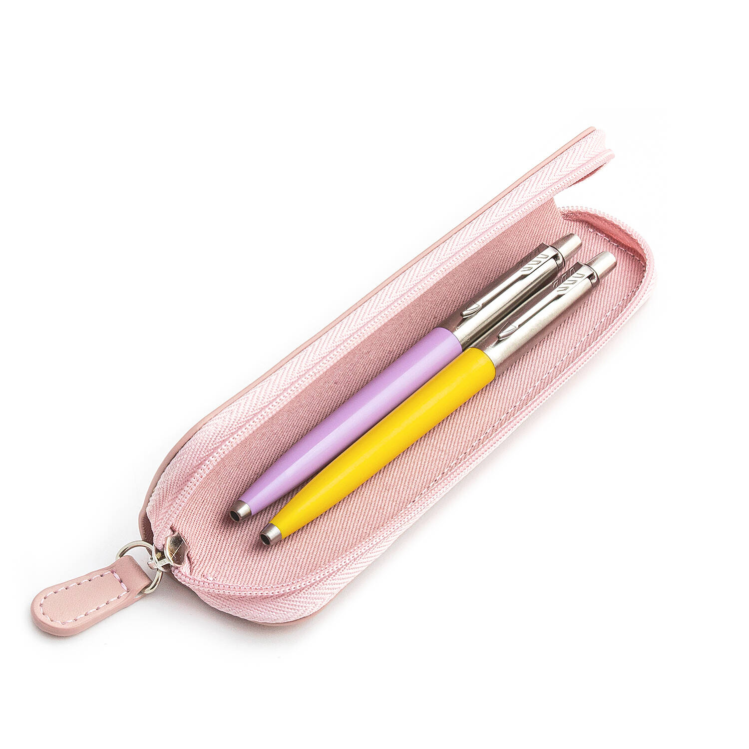Parker Jotter Originals Lilac ir Yellow Tušinukų dovanų rinkinys su rožiniu dėklu