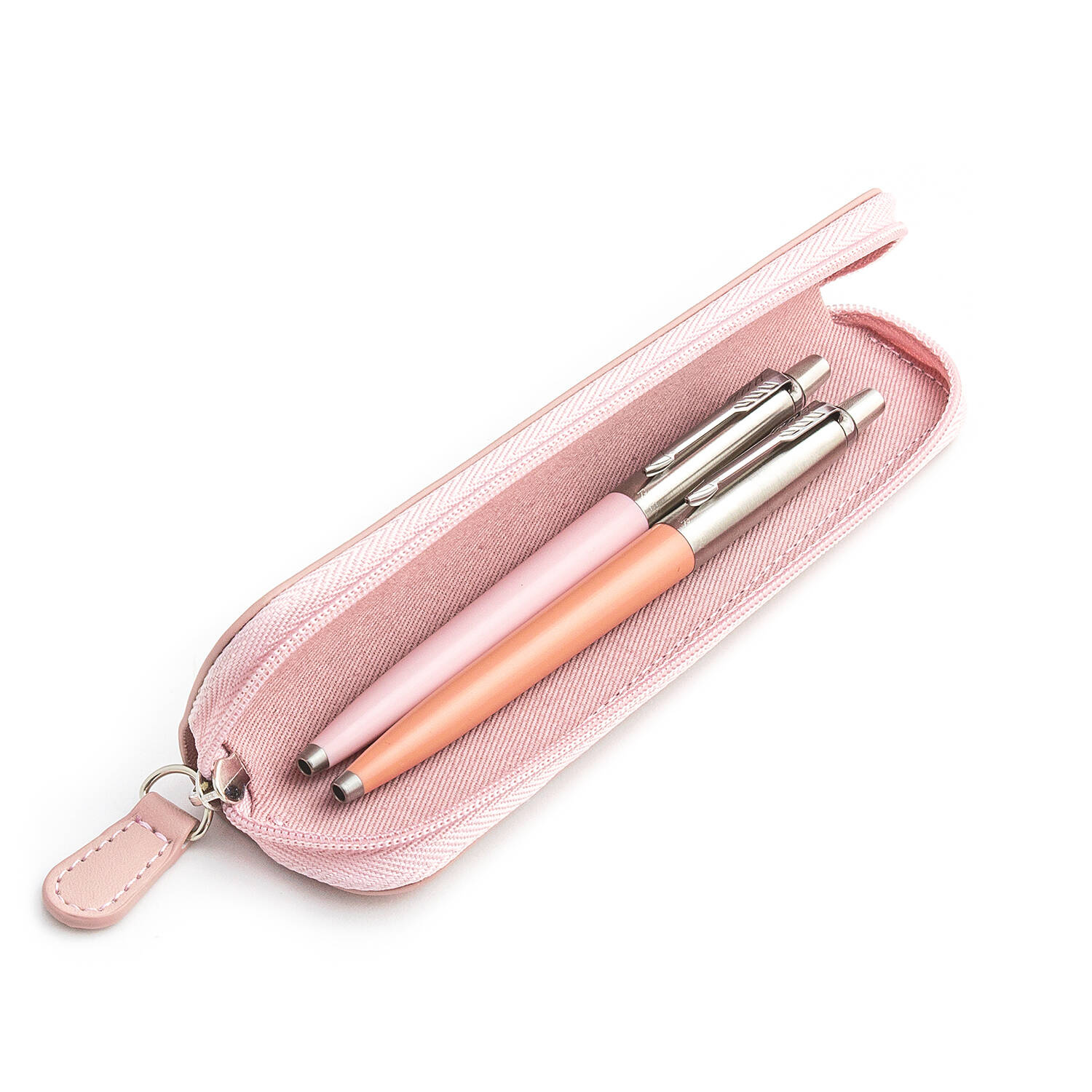 Parker Jotter Originals Pink ir Powder Pink Tušinukų dovanų rinkinys su rožiniu dėklu