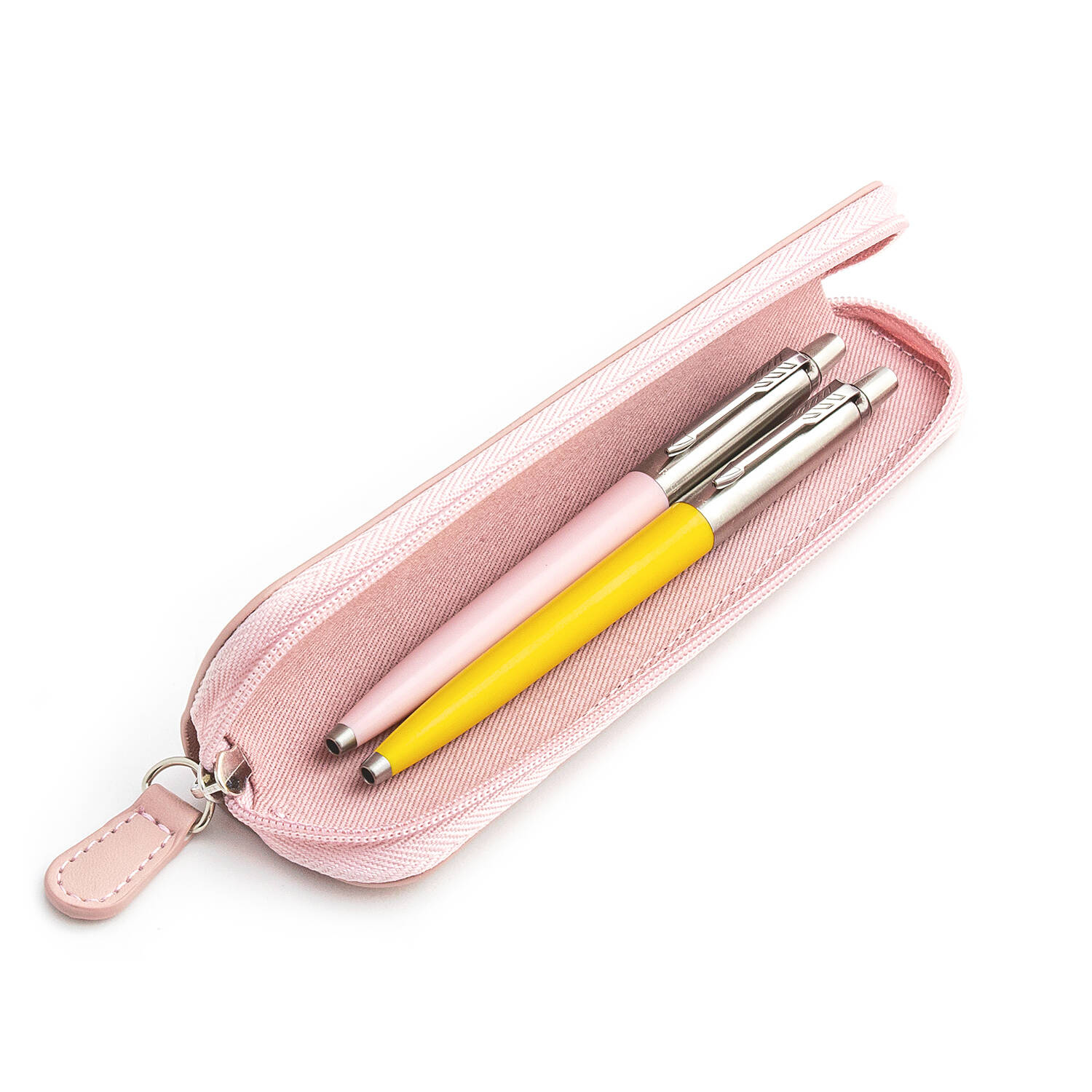 Parker Jotter Originals Pink ir Yellow Tušinukų dovanų rinkinys su rožiniu dėklu
