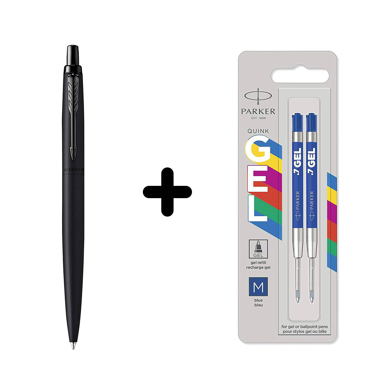 Parker Jotter XL Black BT Tušinukas + mėlynas Economy gelio tušinuko papildymas, 2 vnt.