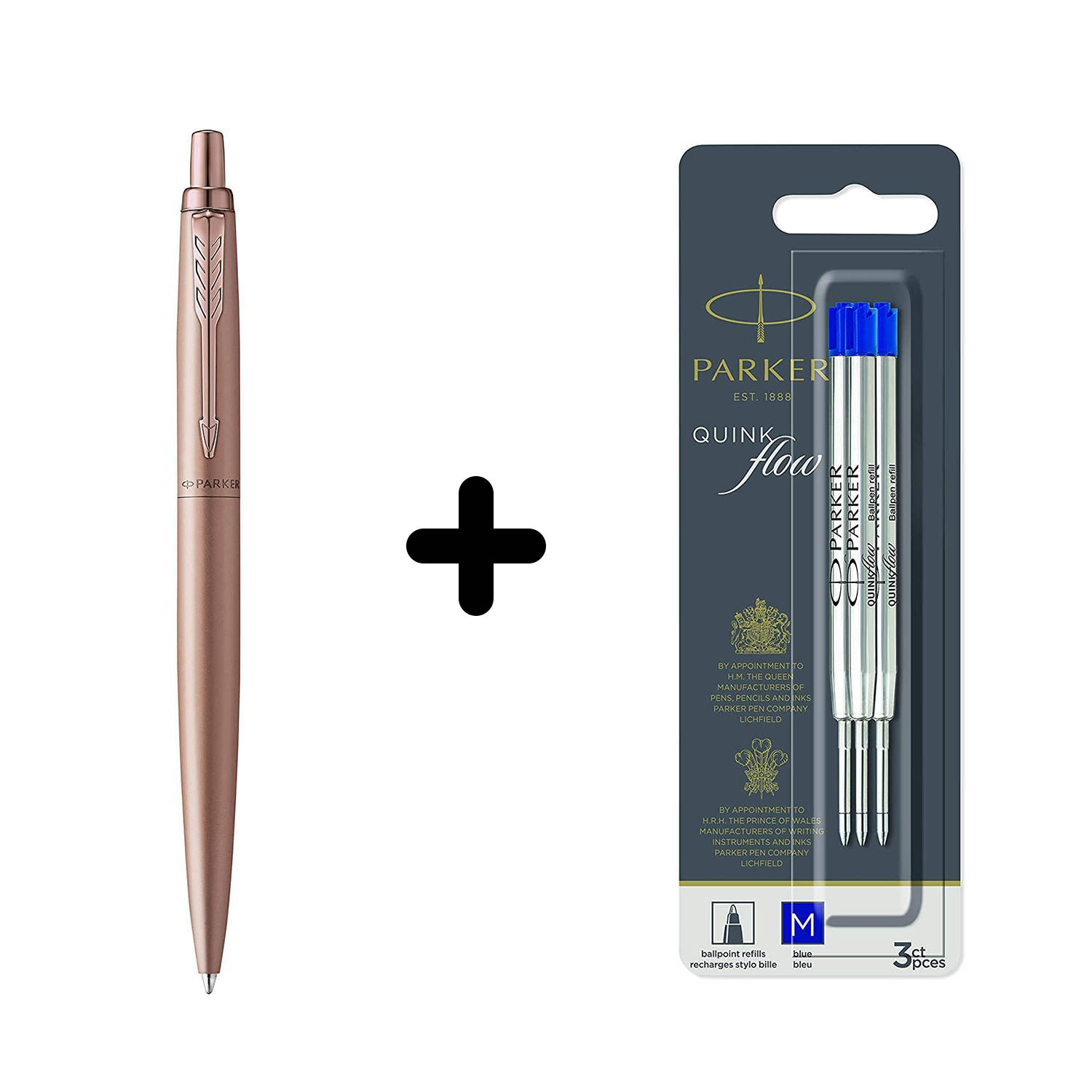 Parker Jotter XL Pink PGT Tušinukas + mėlynas tušinuko papildymas (M) 3 vnt.