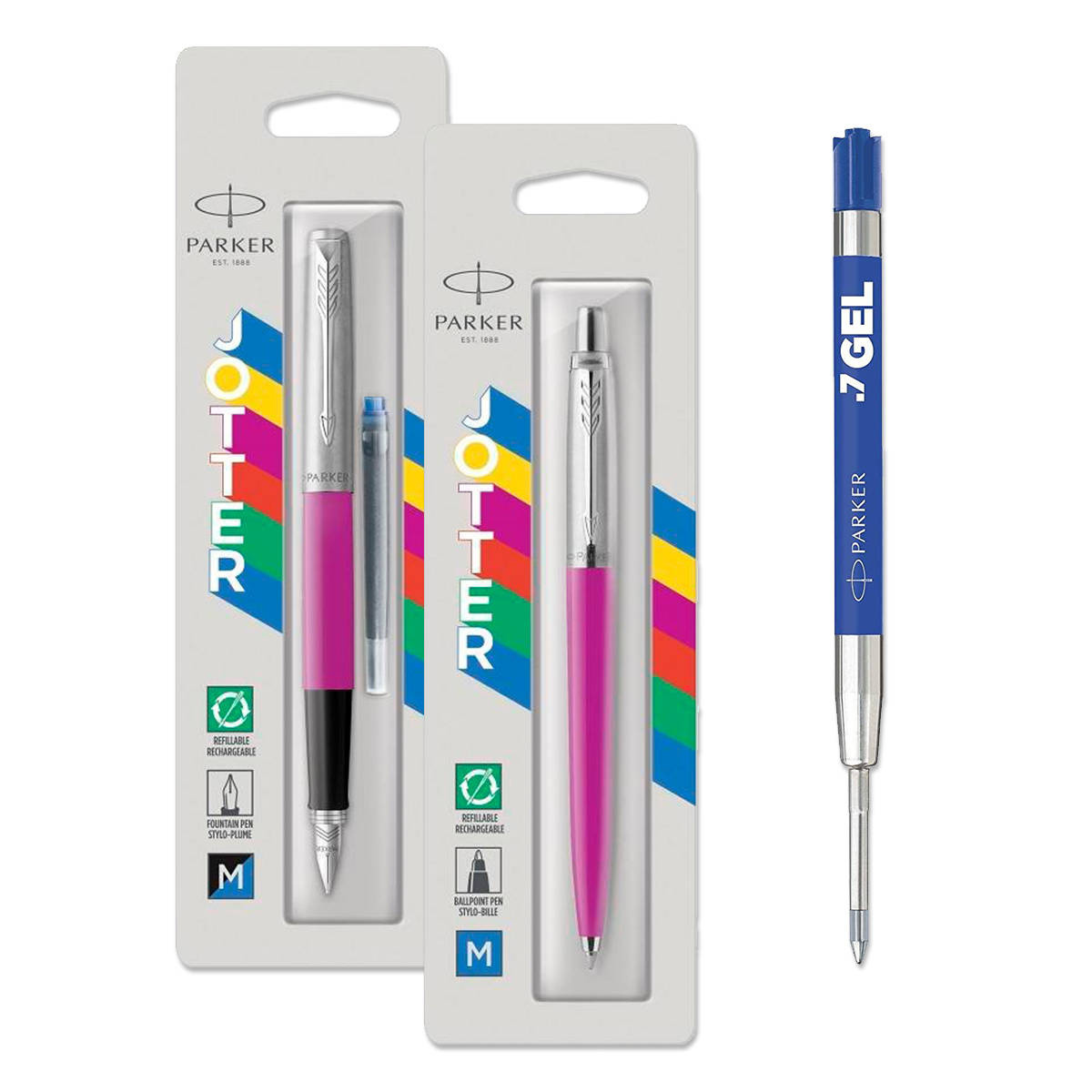 Parker Rinkinys: Jotter Originals Magenta Plunksnakotis + Tušinukas + 1 tušinuko papildymas Economy mėlynas