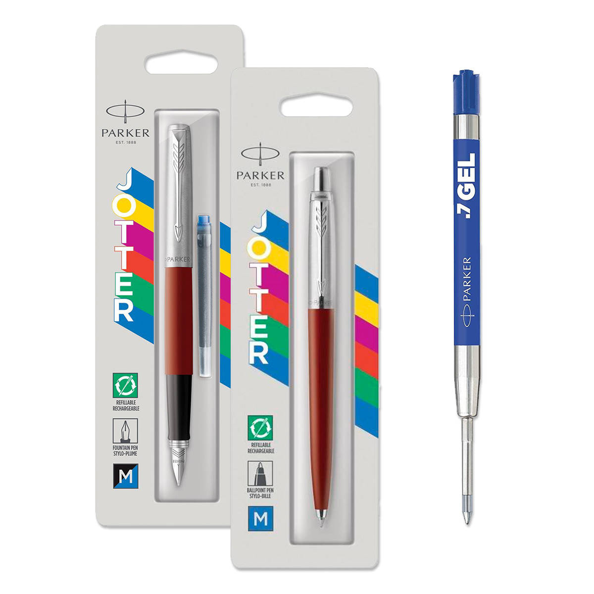 Parker Rinkinys: Jotter Originals Red Plunksnakotis + Tušinukas + 1 tušinuko papildymas Economy mėlynas