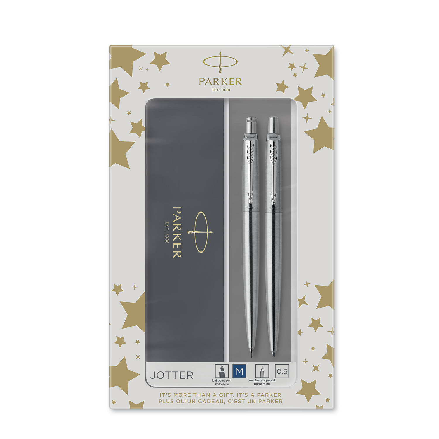Parker Rinkinys: Automatinis pieštukas + Tušinukas Jotter Stainless Steel CT – 2093256