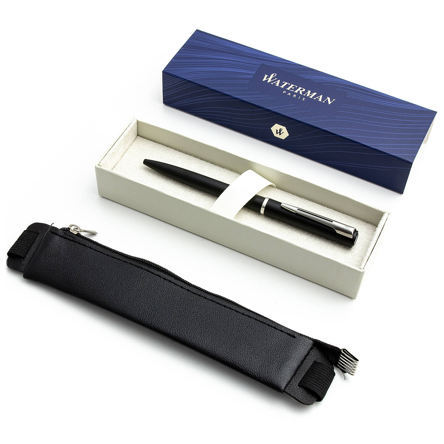 Waterman Allure Black Tušinuko rinkinys su juodu dėklu