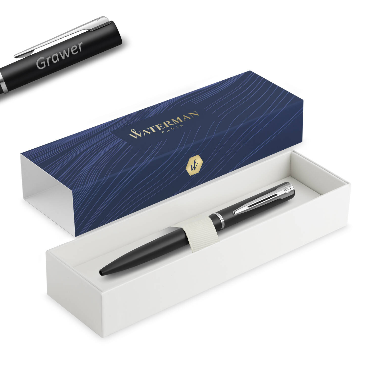 Waterman Allure/Graduate Black Matte CT Tušinukas su graviravimu