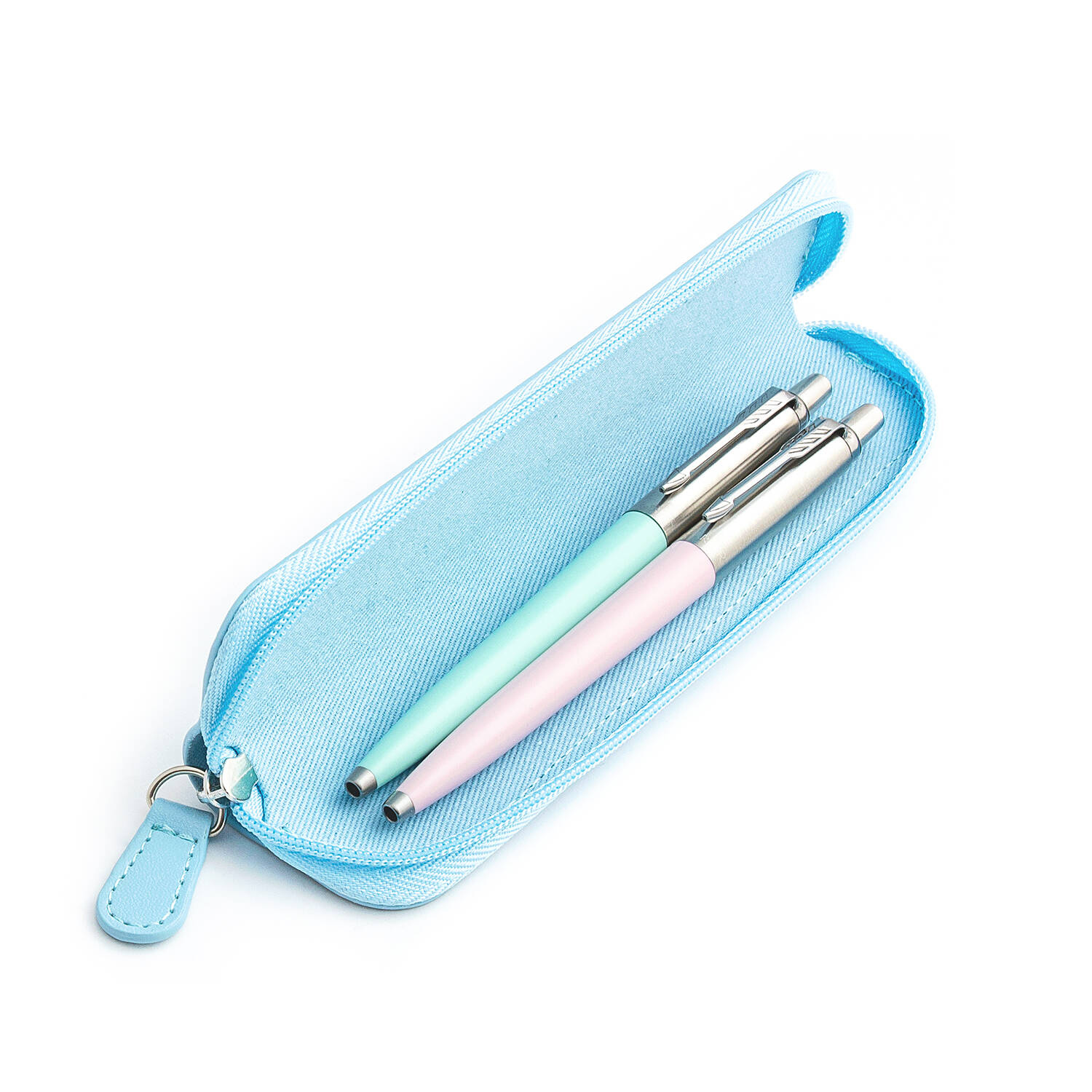 Parker Jotter Originals Pink ir Mint Tušinukų dovanų rinkinys su mėlynu dėklu
