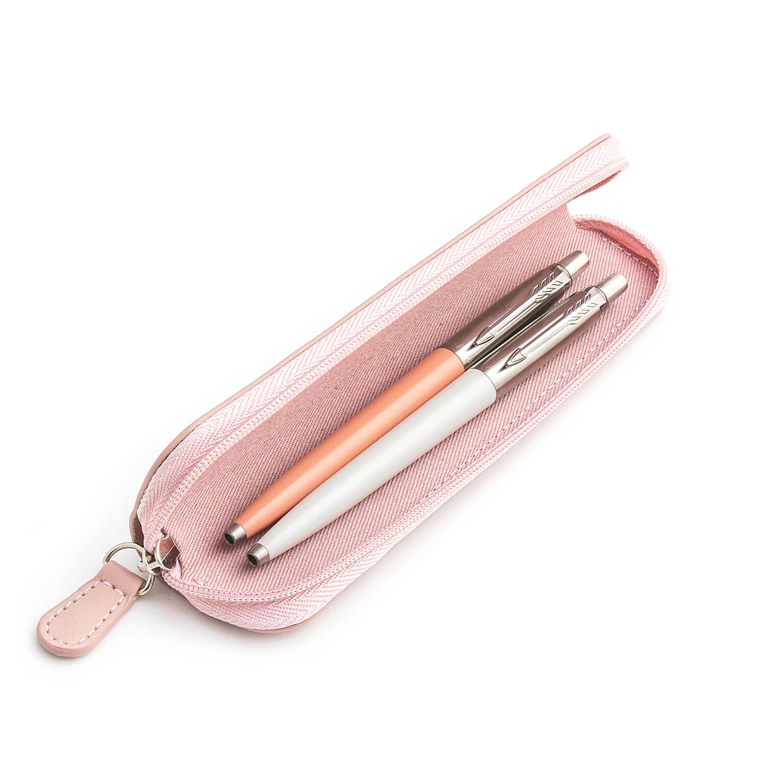 Parker Jotter Originals Powder Pink ir Pearl Tušinukų dovanų rinkinys su rožiniu dėklu