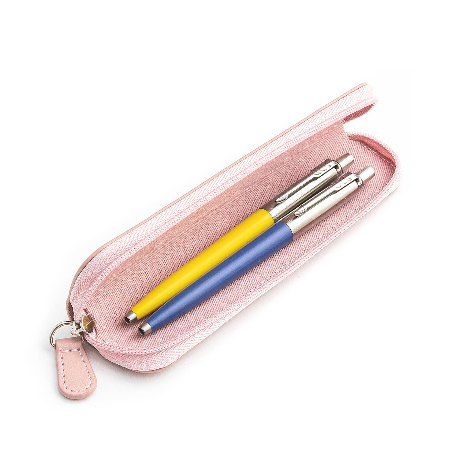 Parker Jotter Originals Yellow ir Blue Tušinukų dovanų rinkinys su rožiniu dėklu