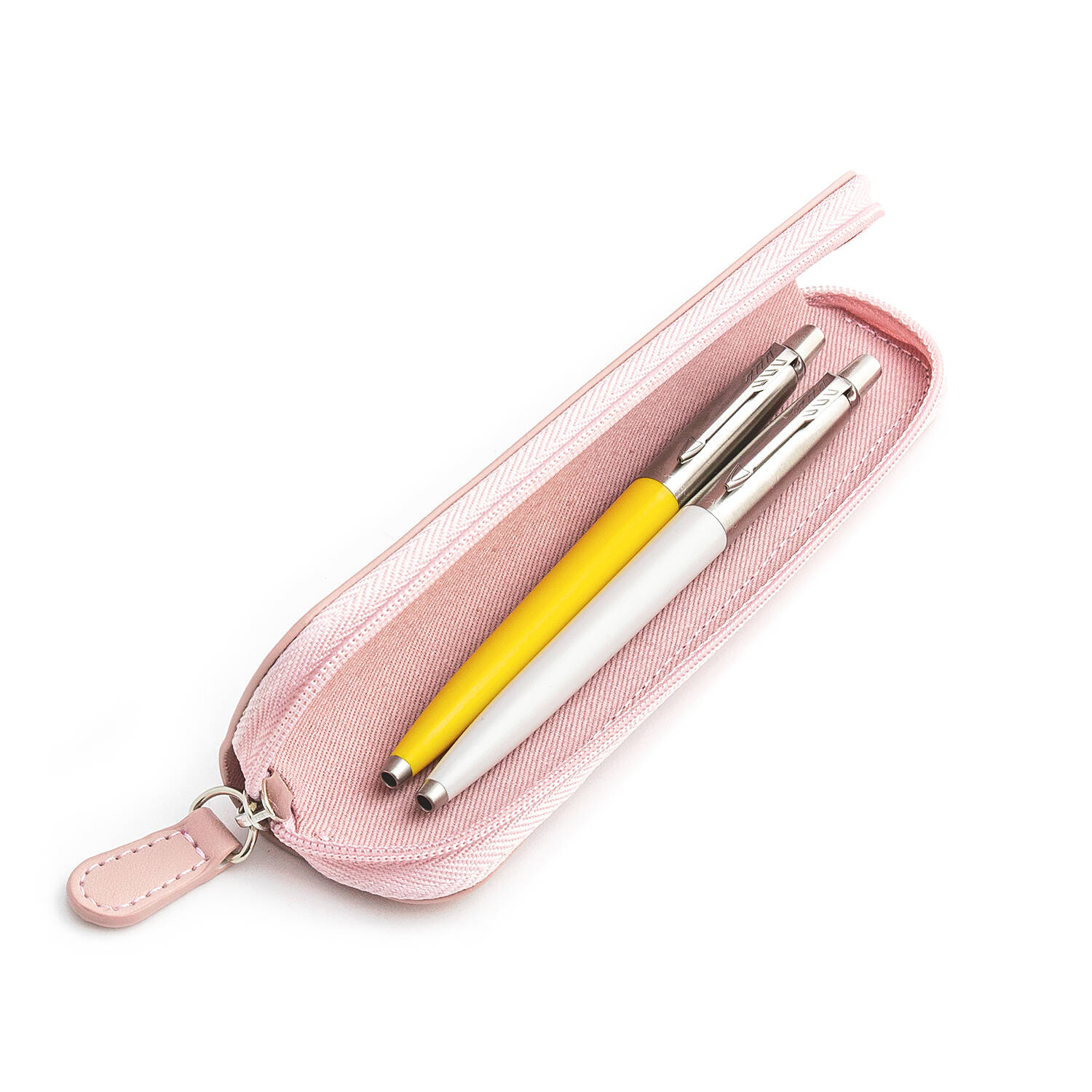 Parker Jotter Originals Yellow ir Pearl Tušinukų dovanų rinkinys su rožiniu dėklu