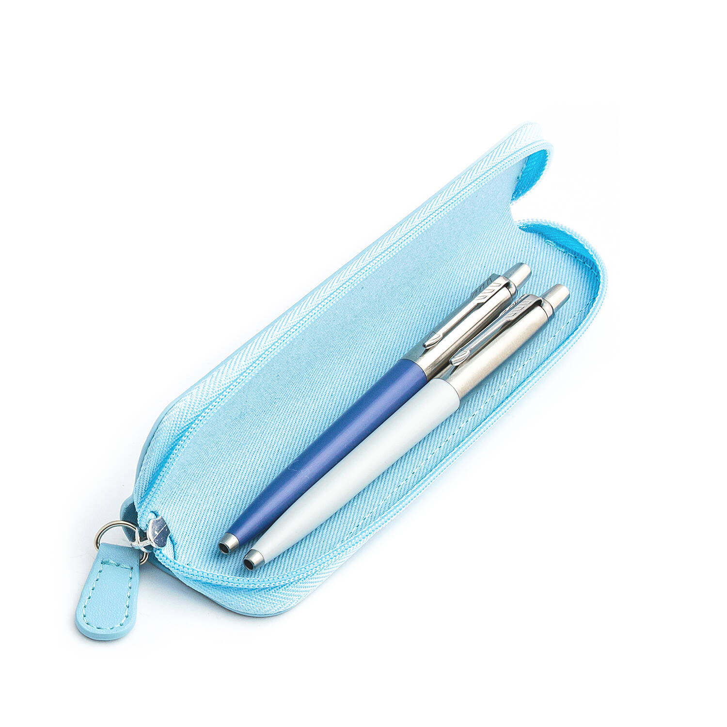 Parker Jotter Originals Blue ir Pearl Tušinukų dovanų rinkinys su mėlynu dėklu