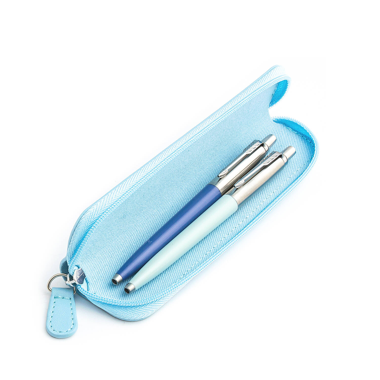 Parker Jotter Originals Blue ir Pastel Blue Tušinukų dovanų rinkinys su mėlynu dėklu