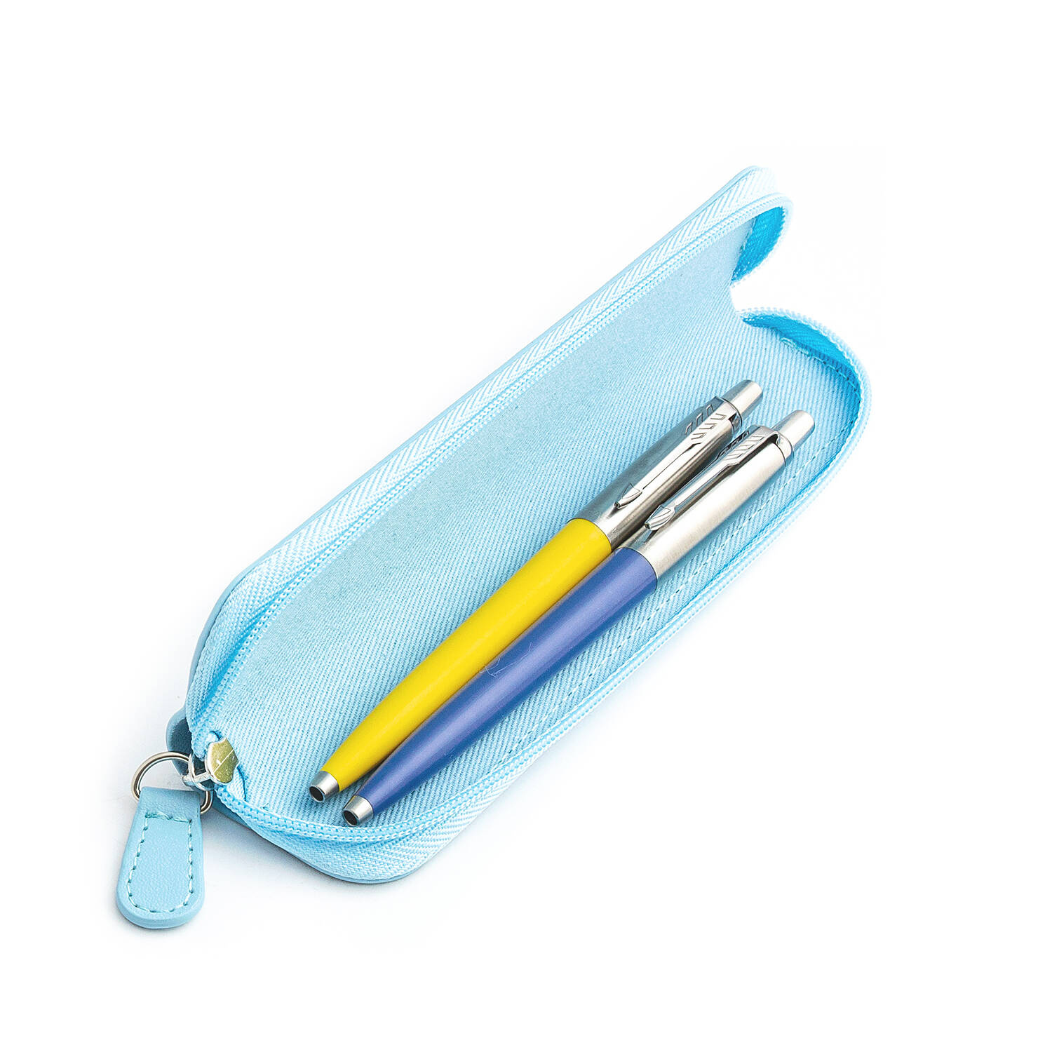 Parker Jotter Originals Yellow ir Blue Tušinukų dovanų rinkinys su mėlynu dėklu