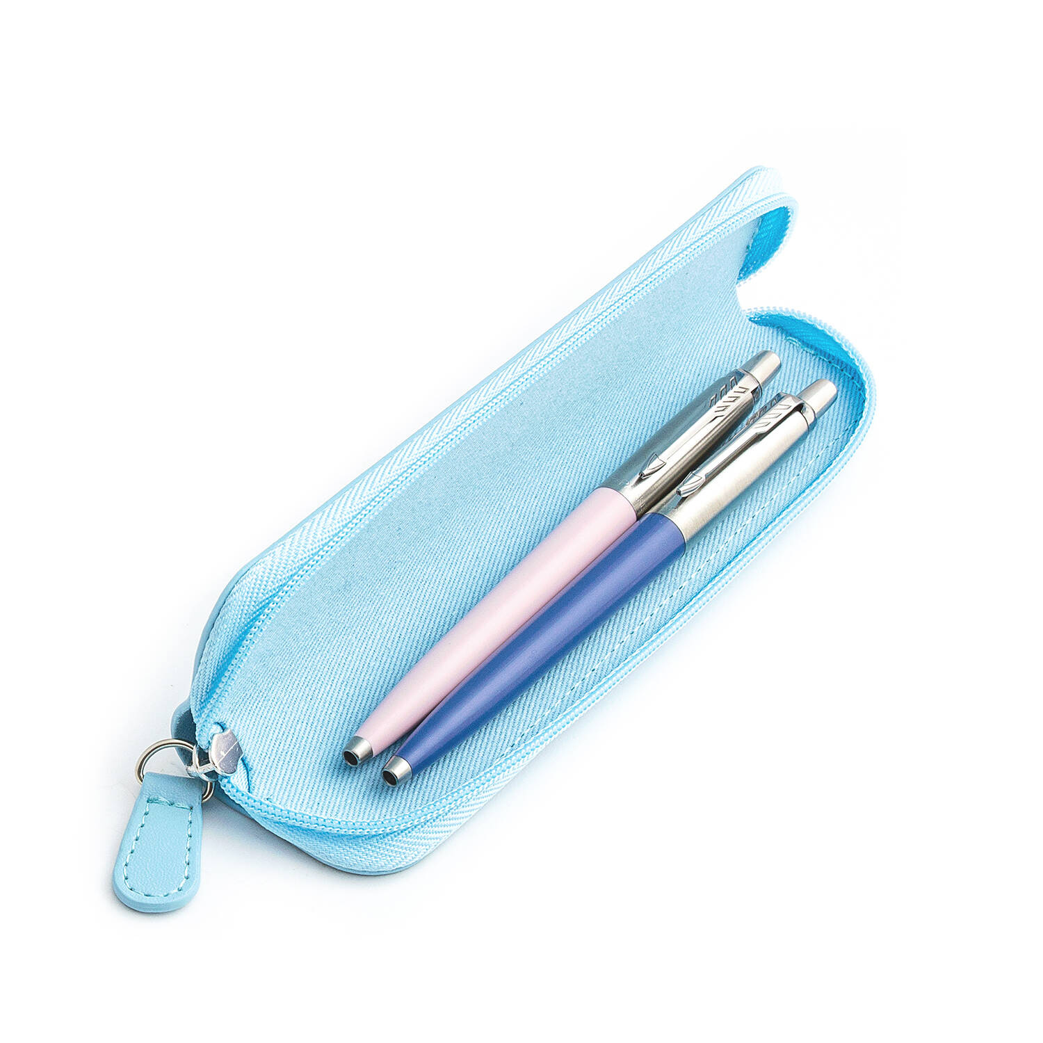 Parker Jotter Originals Pink ir Blue Tušinukų dovanų rinkinys su mėlynu dėklu