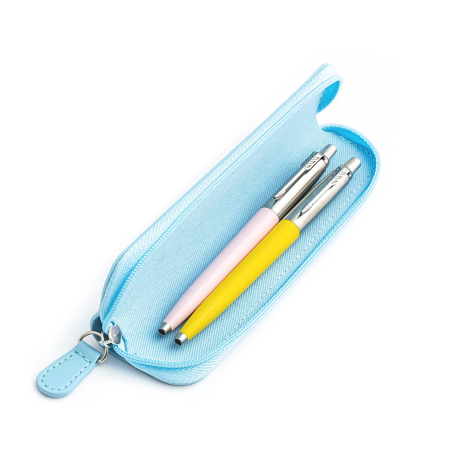 Parker Jotter Originals Pink ir Yellow Tušinukų dovanų rinkinys su mėlynu dėklu