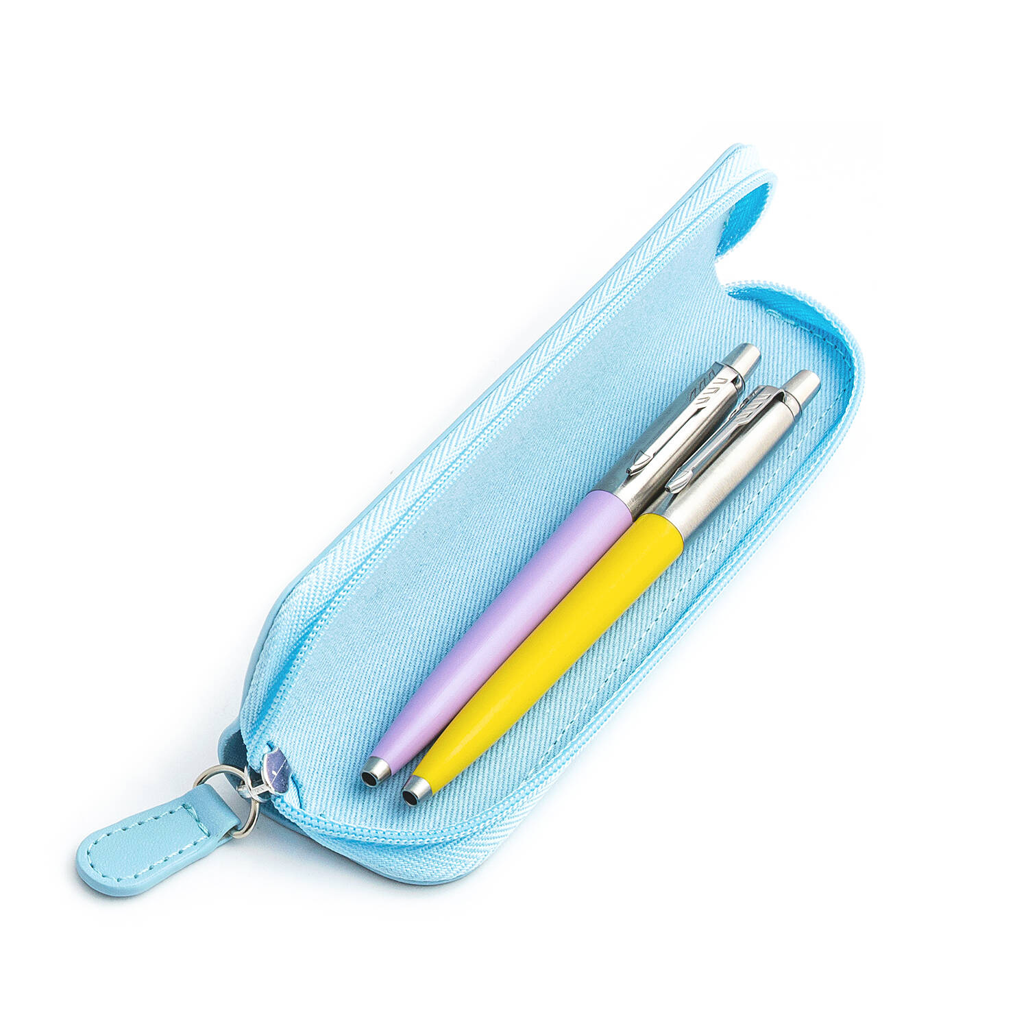 Parker Jotter Originals Lilac ir Yellow Tušinukų dovanų rinkinys su mėlynu dėklu