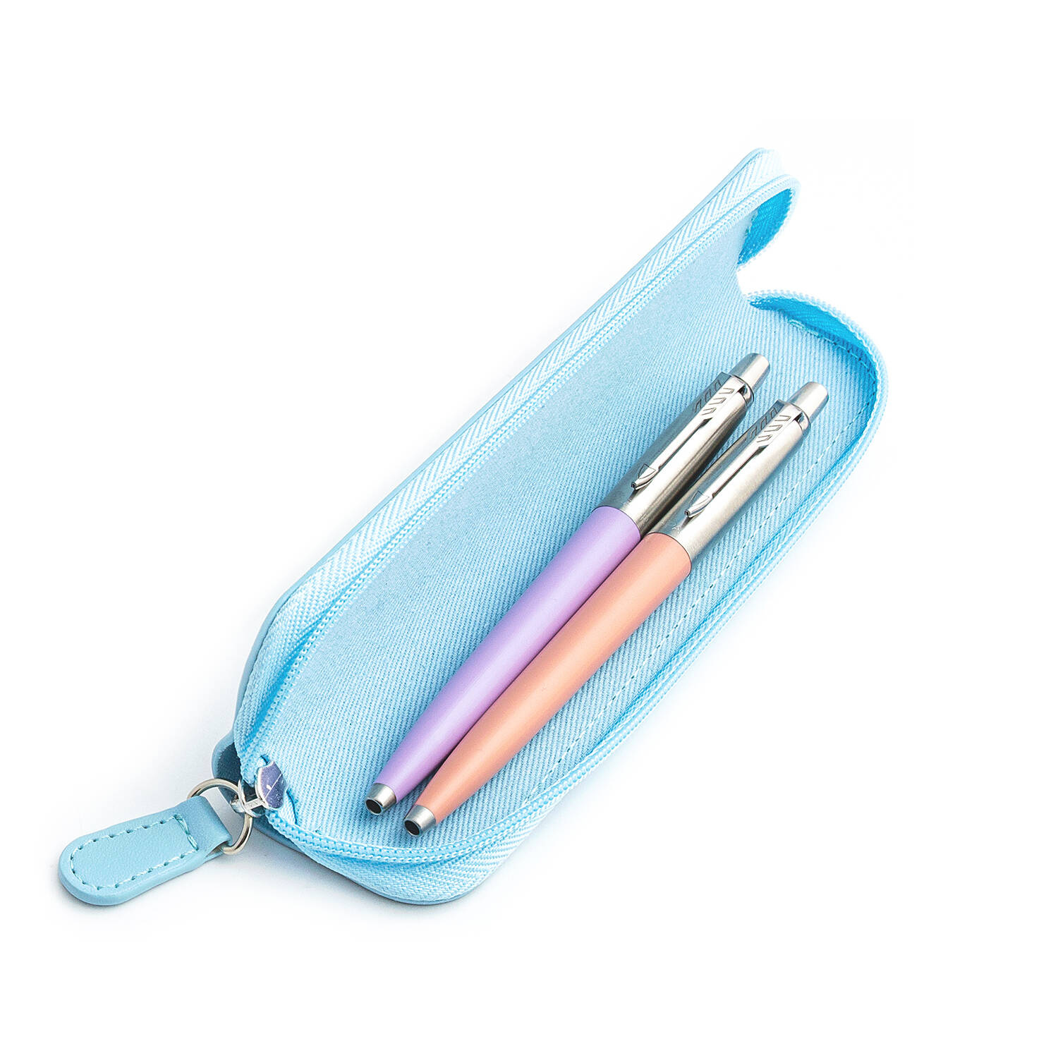 Parker Jotter Originals Lilac ir Powder Pink Tušinukų dovanų rinkinys su mėlynu dėklu