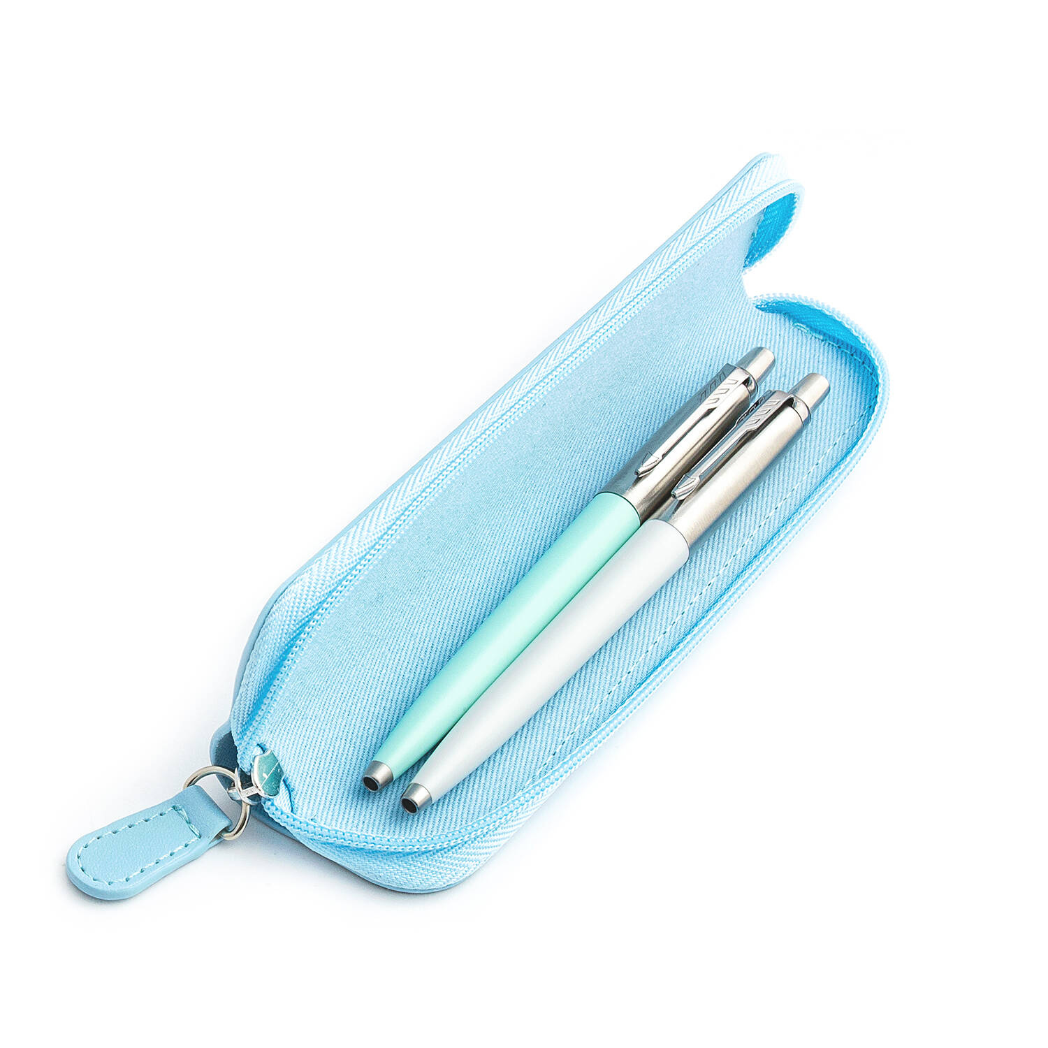 Parker Jotter Originals Mint ir Pearl Tušinukų dovanų rinkinys su mėlynu dėklu