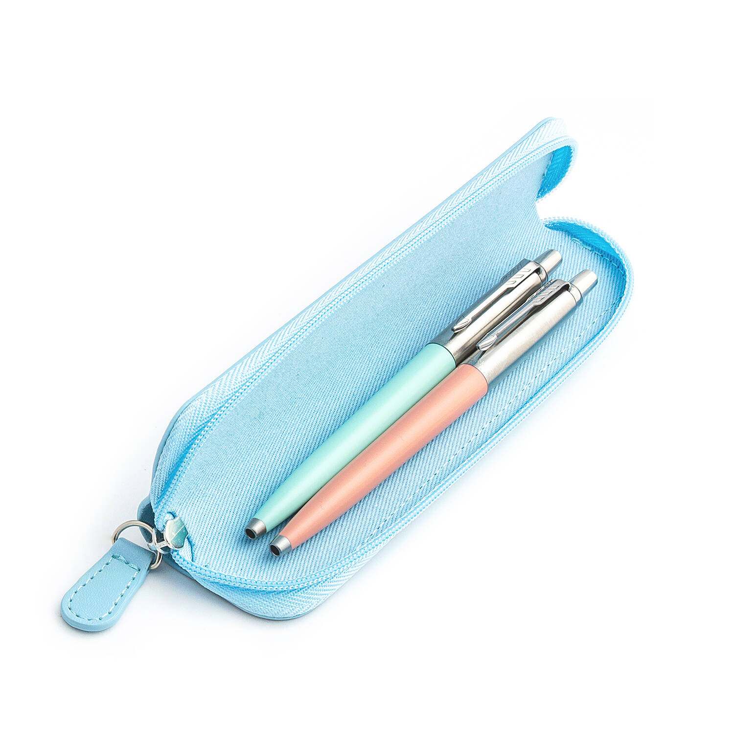 Parker Jotter Originals Mint ir Powder Pink Tušinukų dovanų rinkinys su mėlynu dėklu